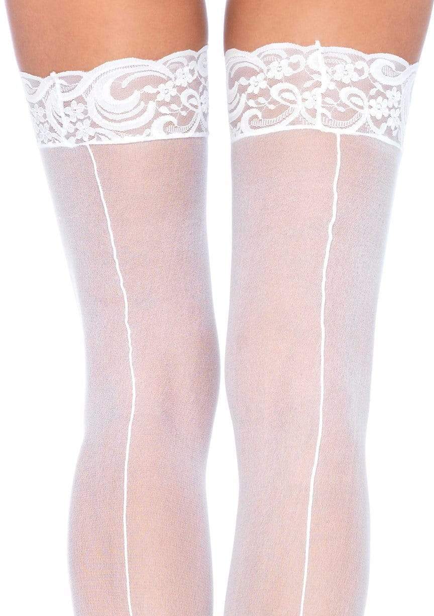 Sheer Backseam Stockings with Lace Top - Image 4