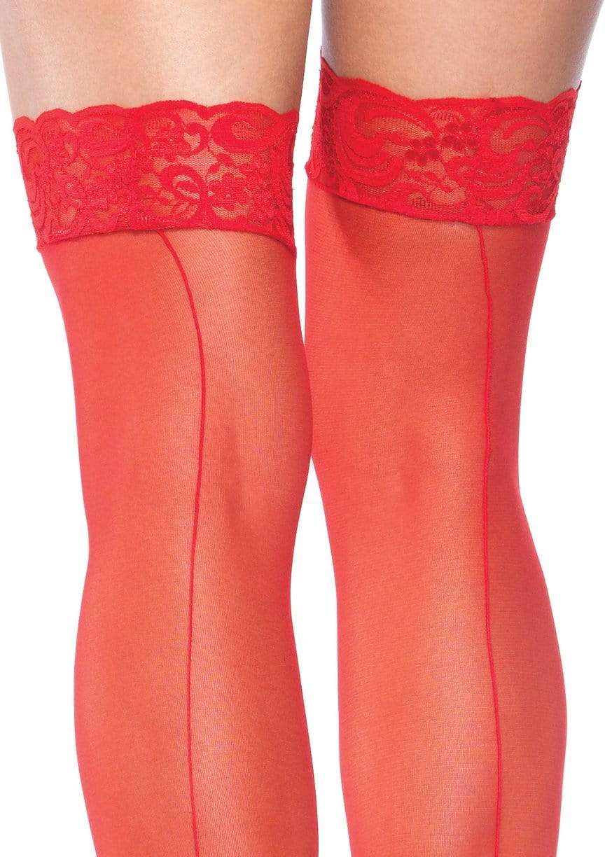 Sheer Backseam Stockings with Lace Top - Image 6