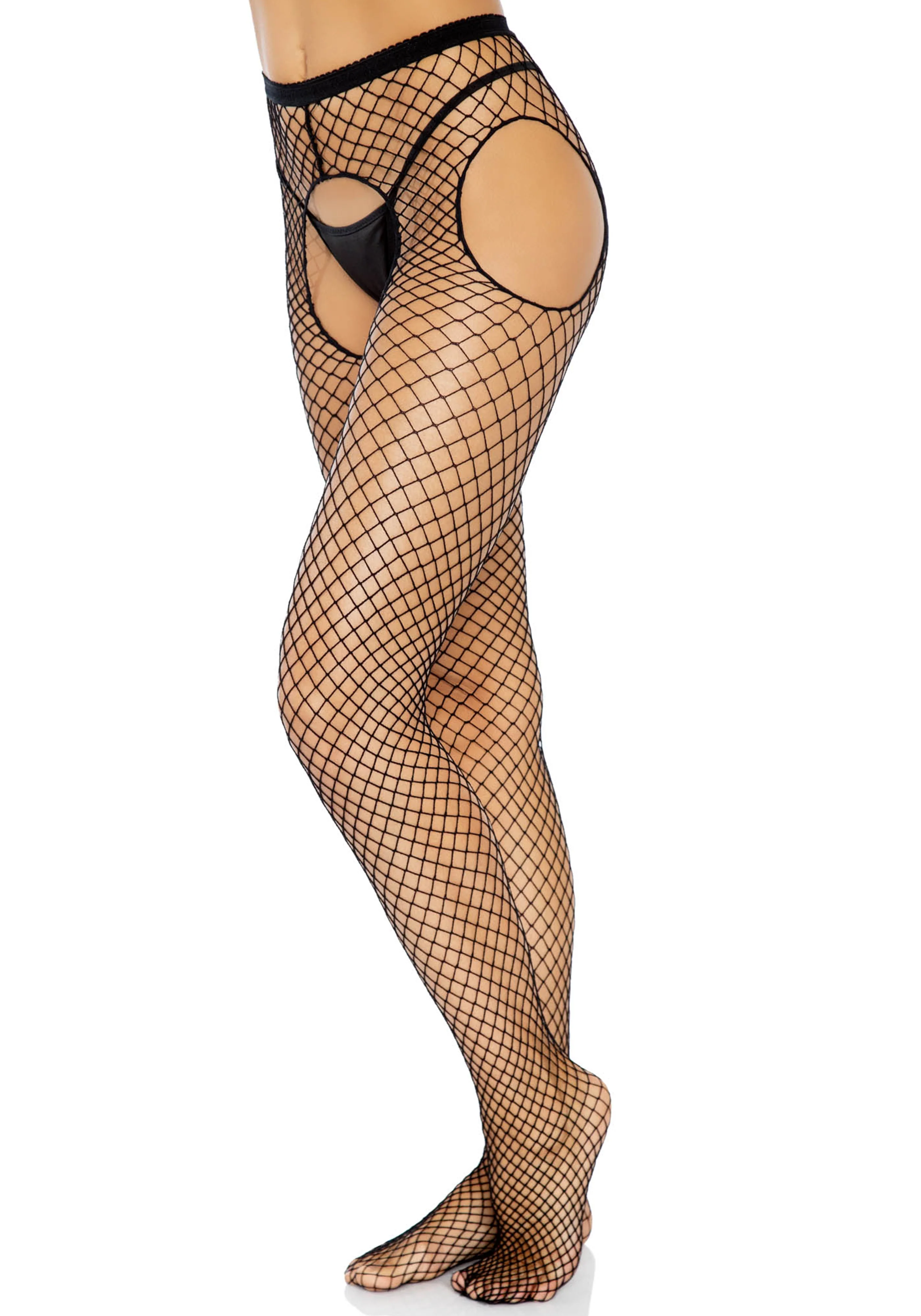 Crotchless Fishnet Suspender Pantyhose - Image 3