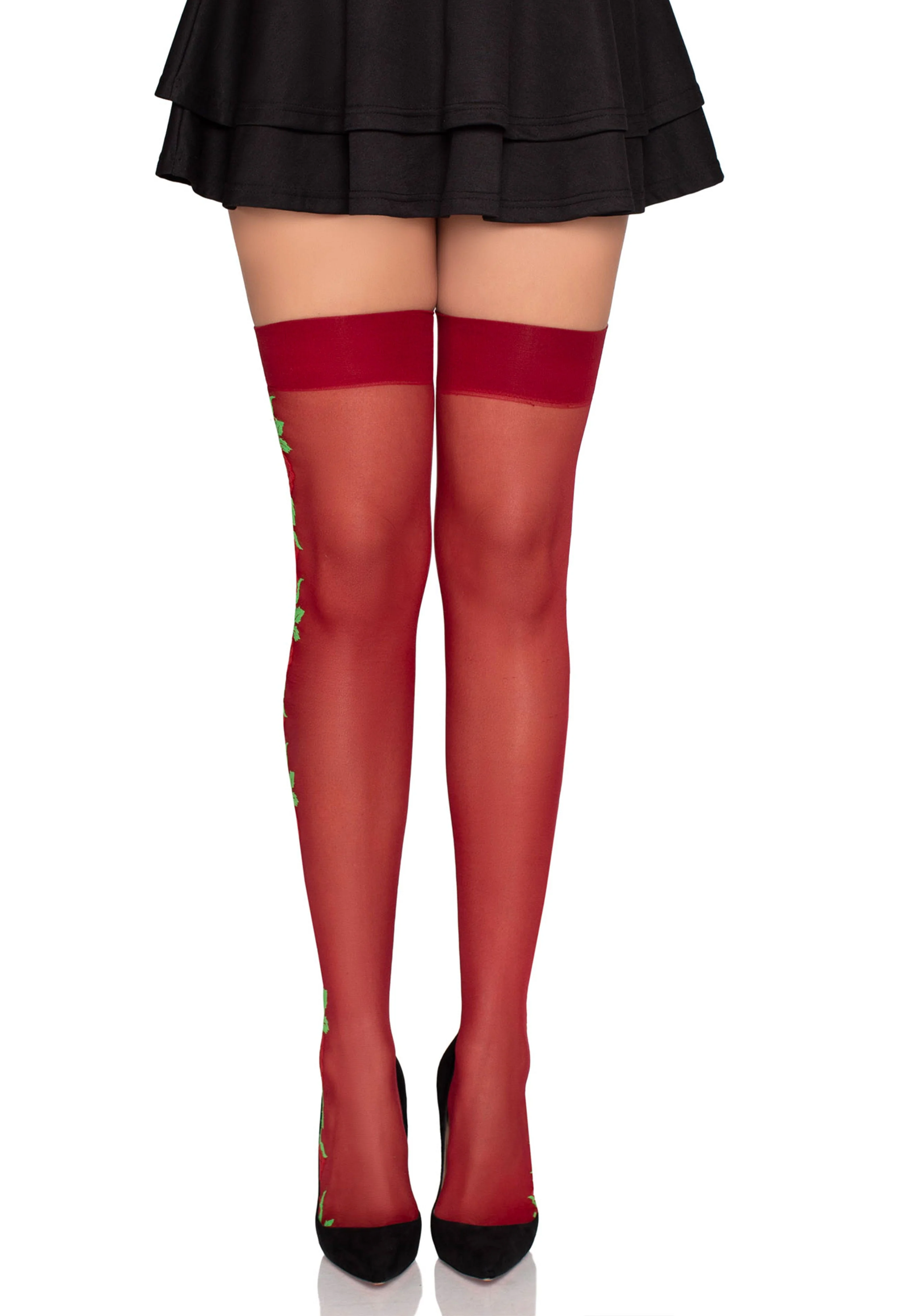 Spandex Thigh Highs with Roses - Image 4