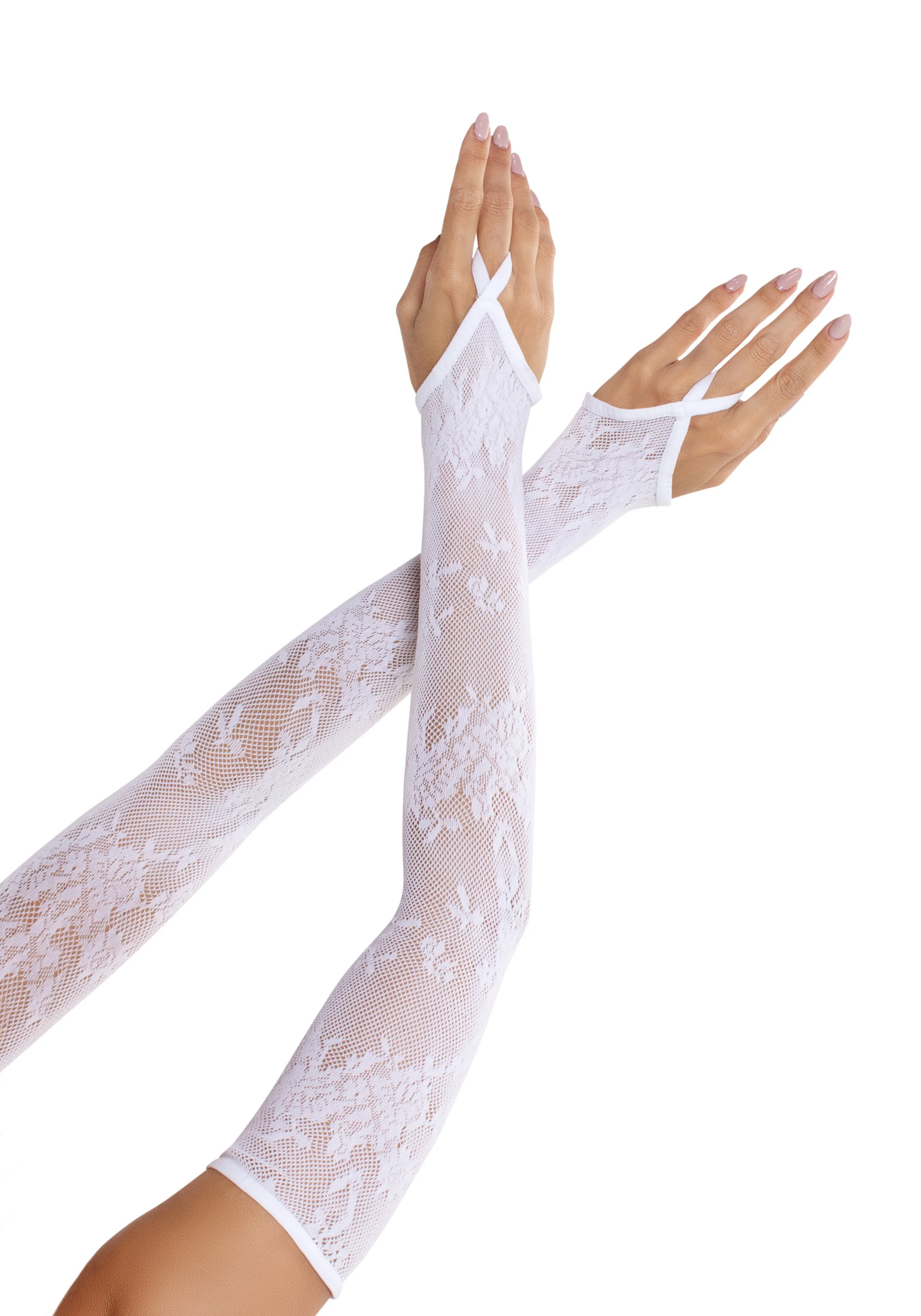 Floral Net Extra Long Gauntlet Arm Warmers - Image 3