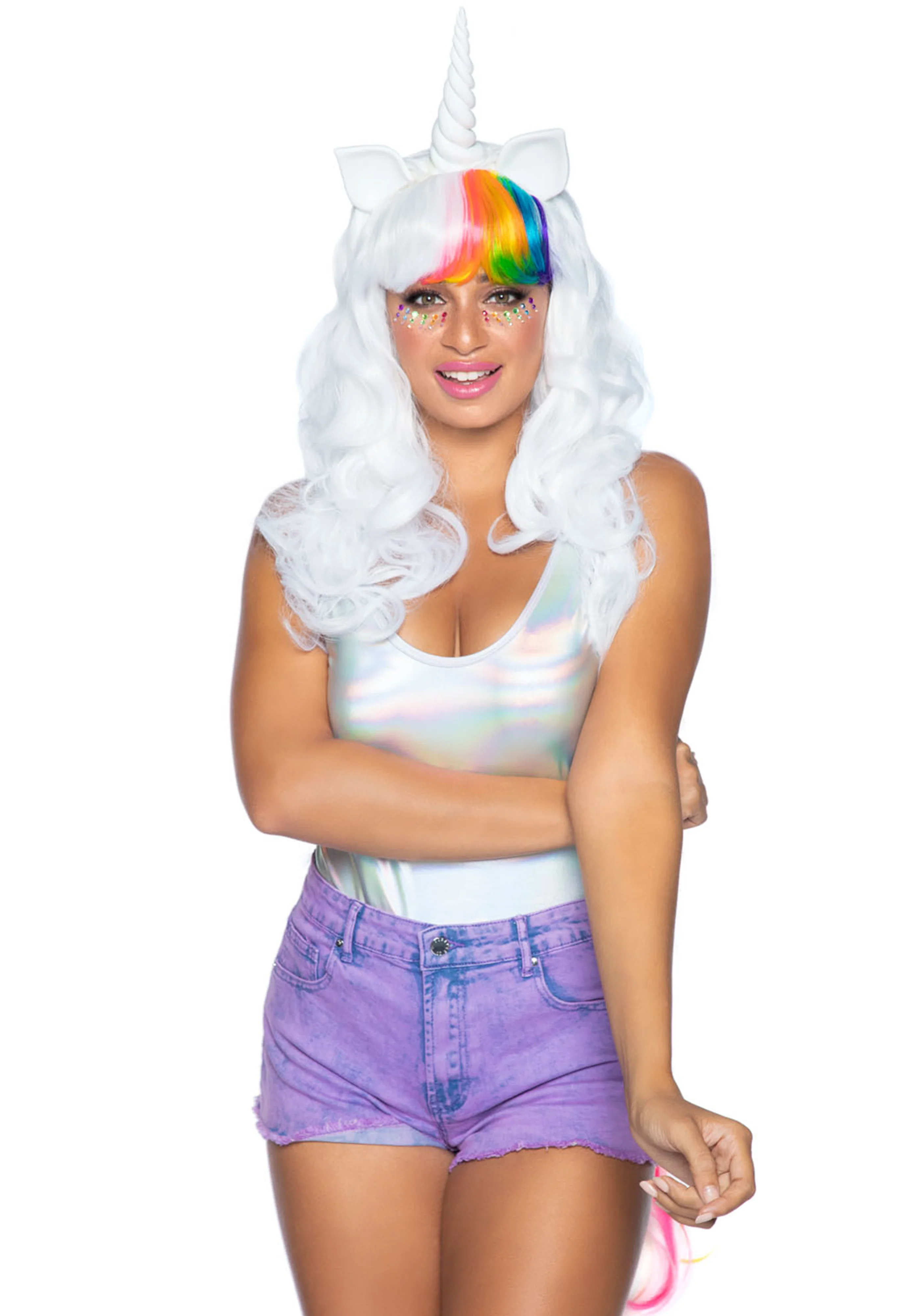 Unicorn Wig and Rainbow Pin-On Tail