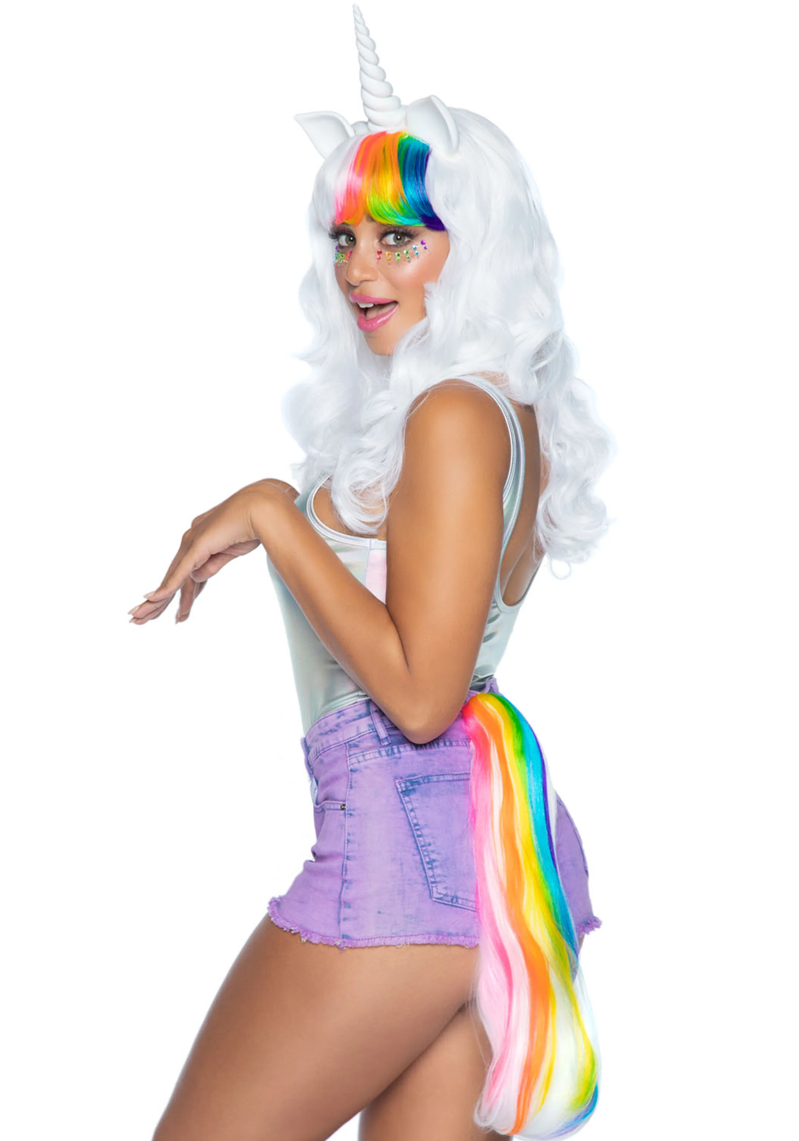 Unicorn Wig and Rainbow Pin-On Tail - Image 2