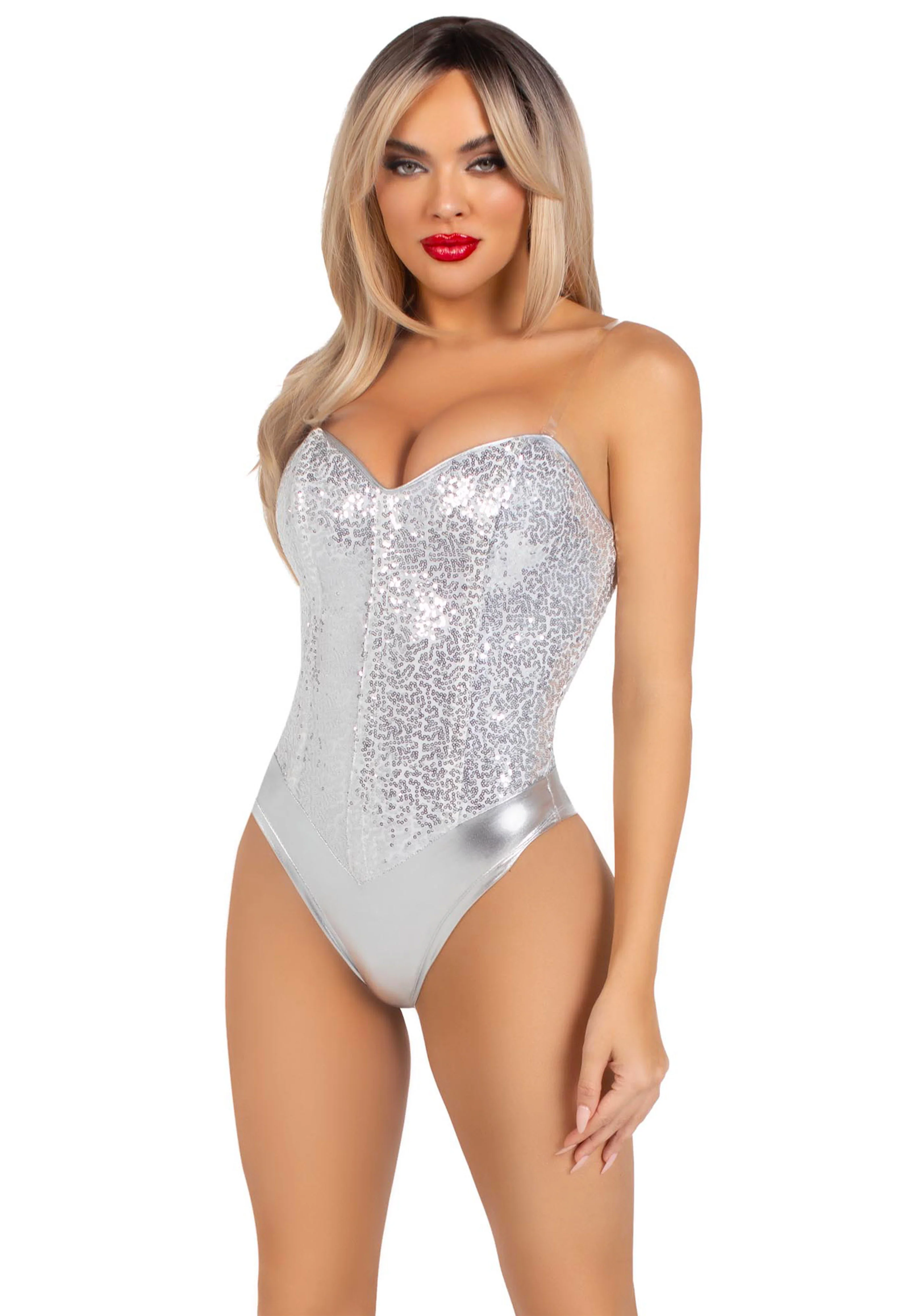 Sequin Boned Snap Crotch Bodysuit - Image 7