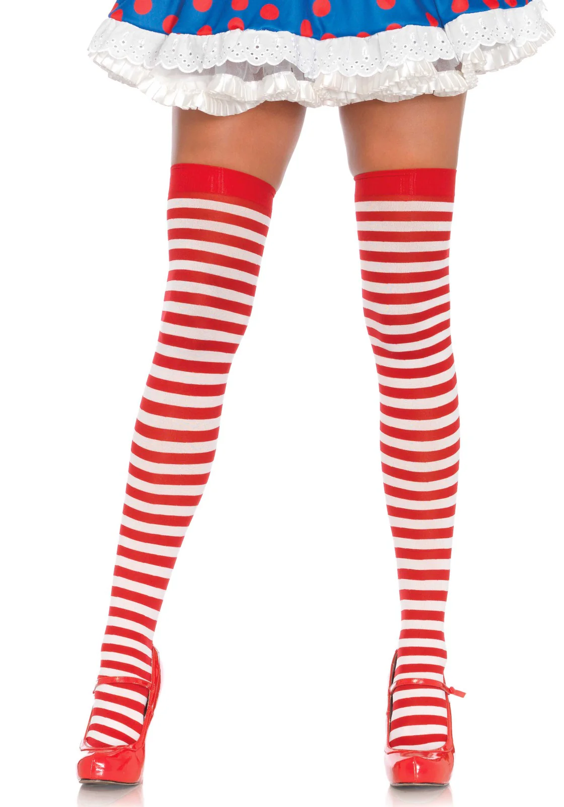 Striped Nylon Thigh Highs - Image 5