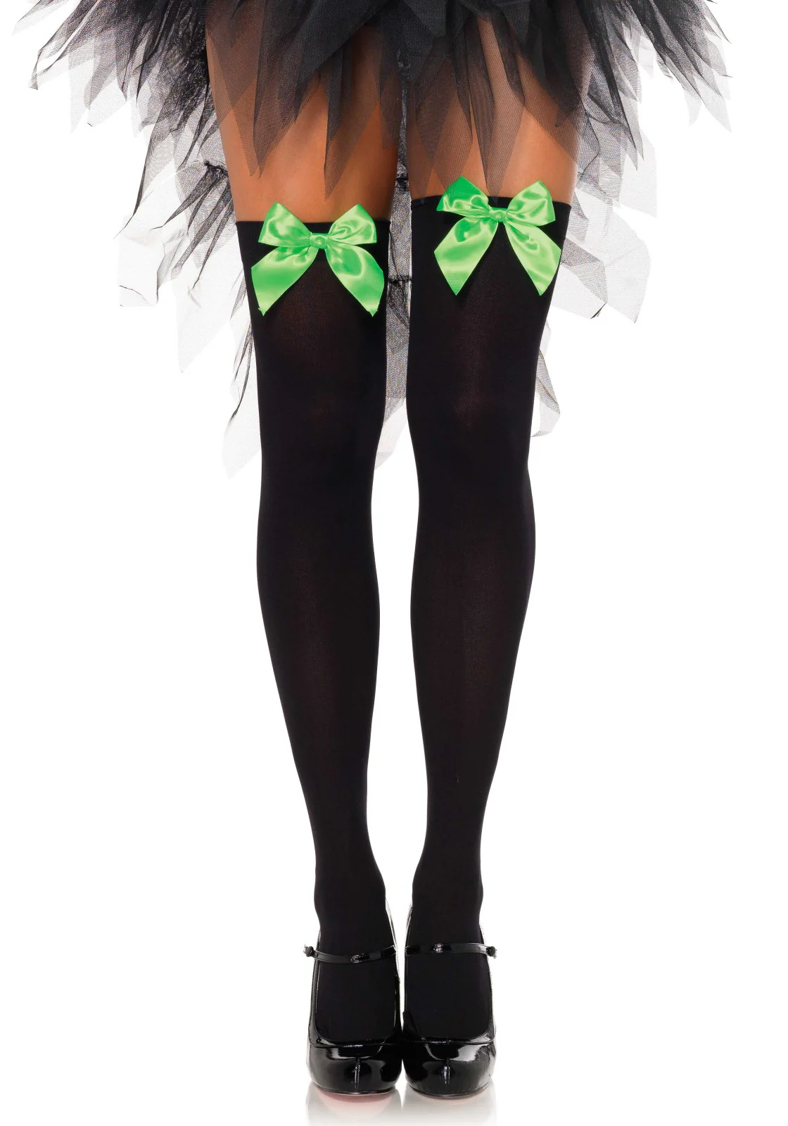 Nylon Thigh Highs with Bow - Image 10