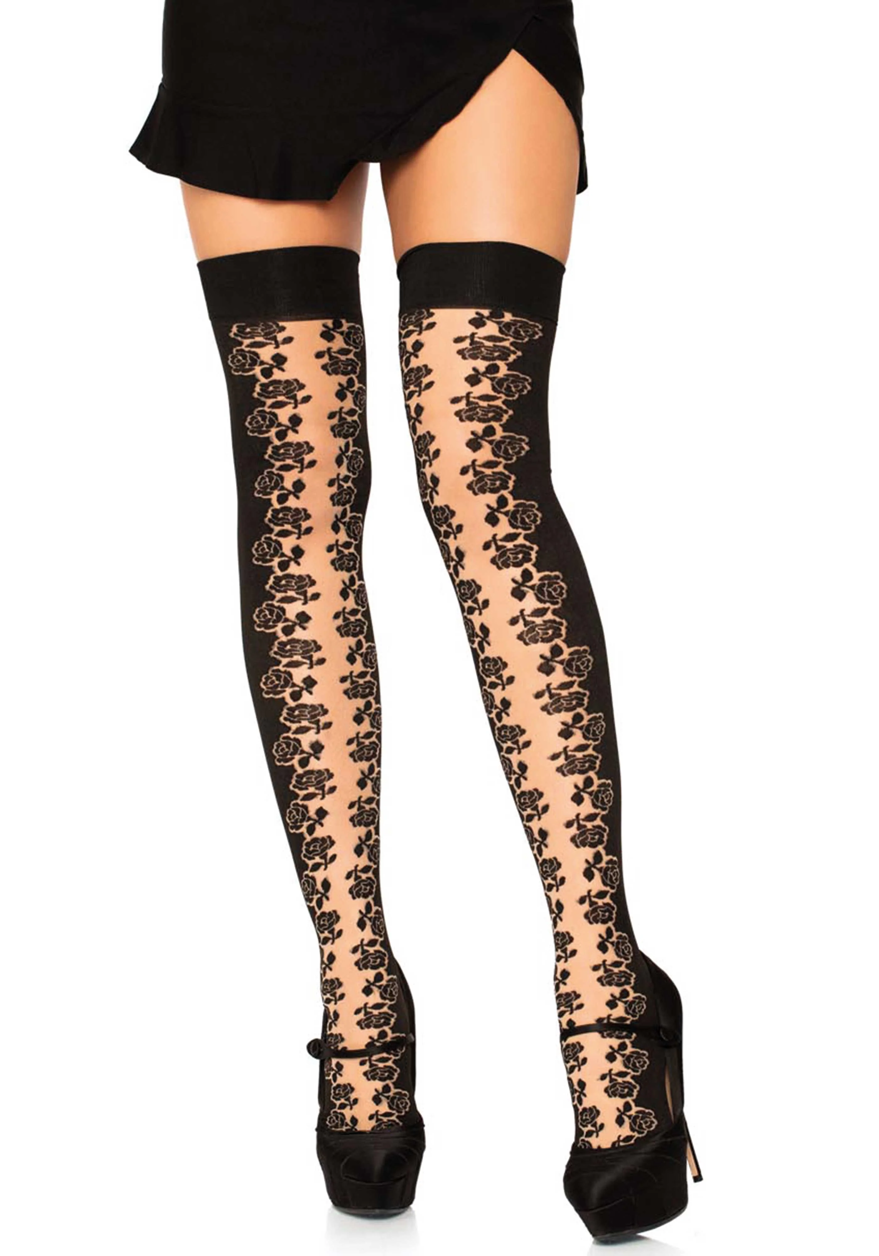 Rosette Panel Thigh Highs