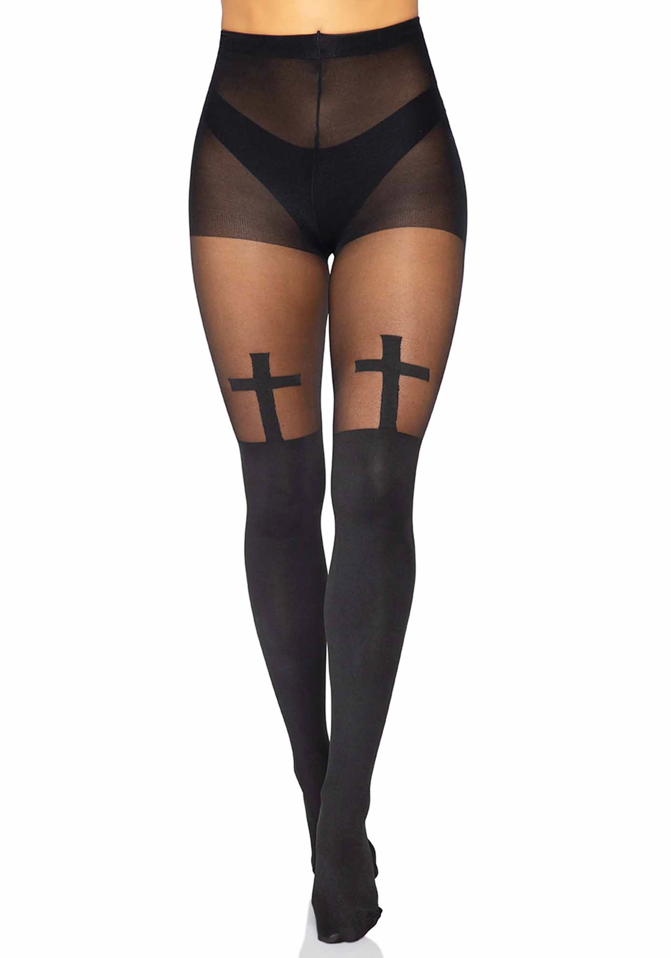Opaque Cross Elastane Pantyhose - Image 4