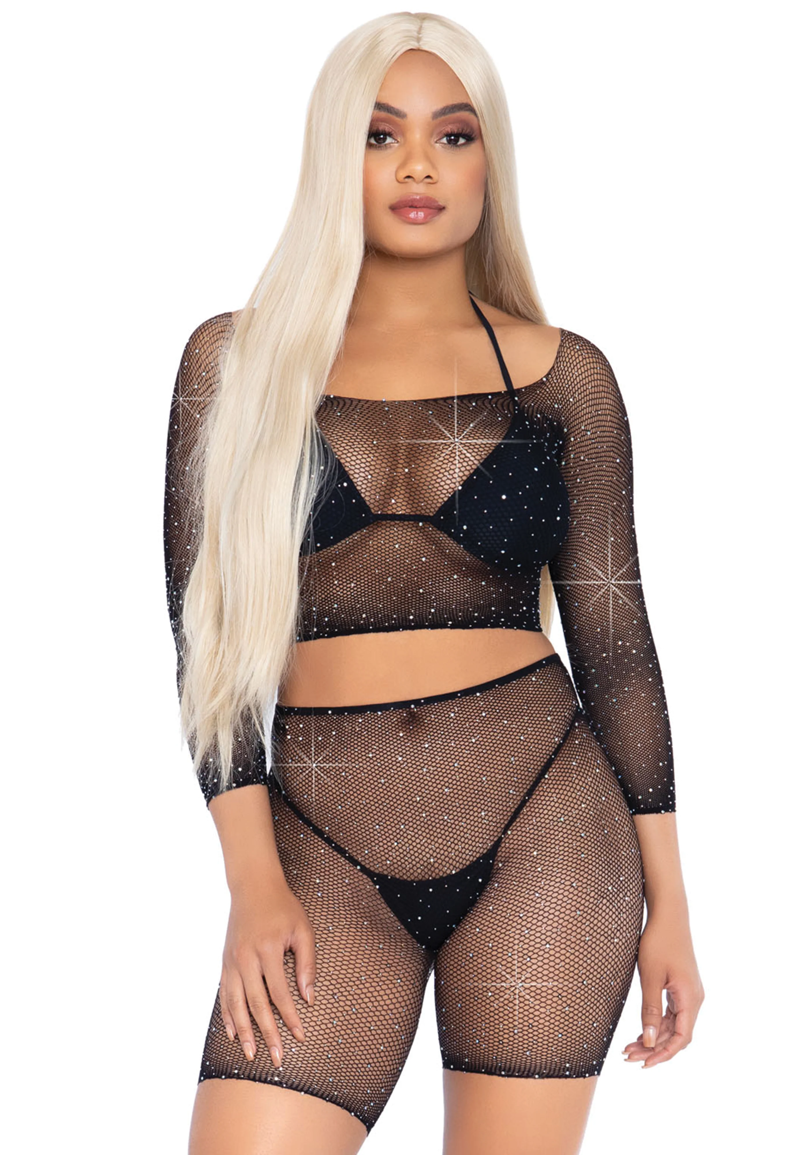 Fishnet Crop Top and Biker Shorts - Image 4