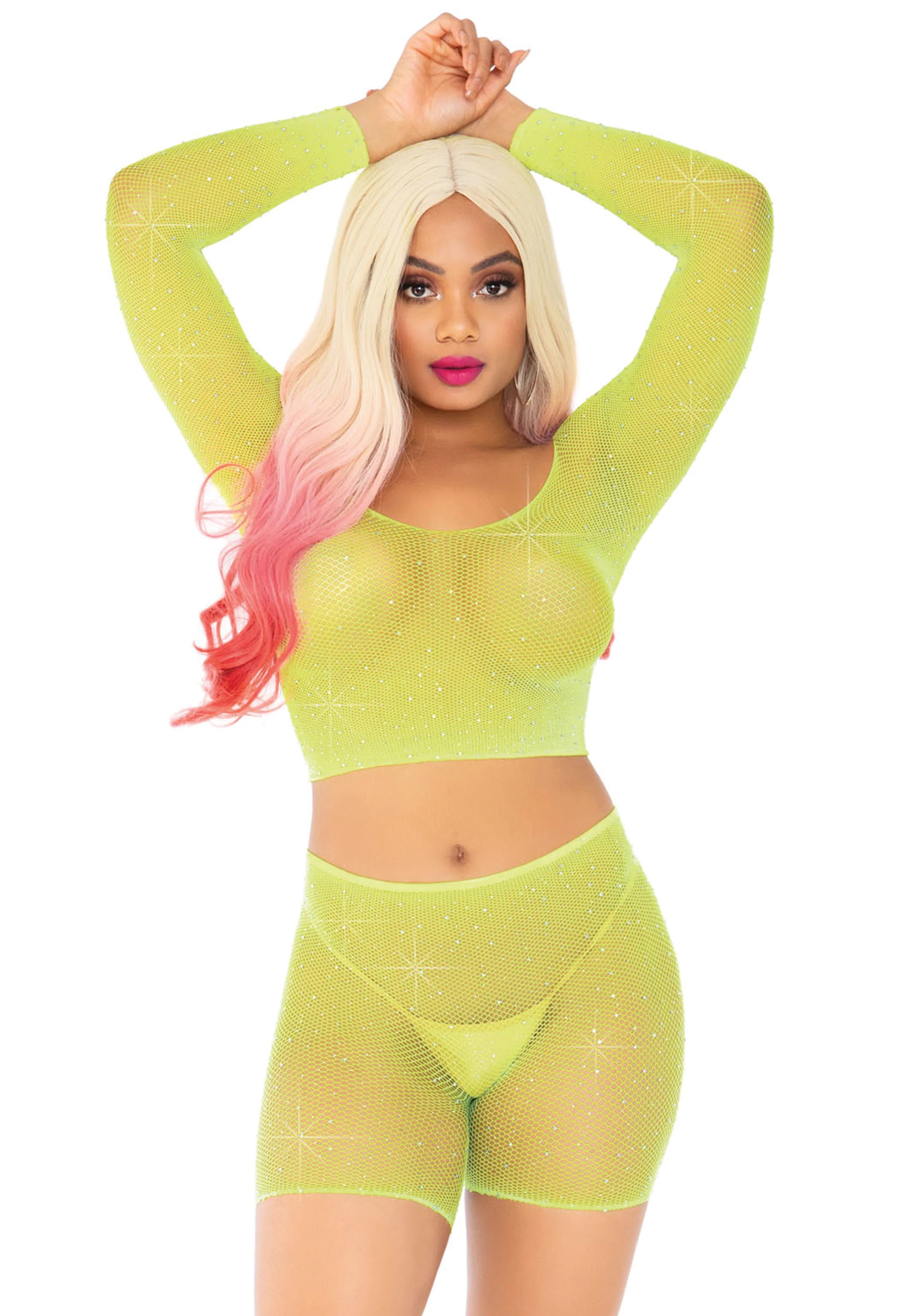 Fishnet Crop Top and Biker Shorts - Image 7