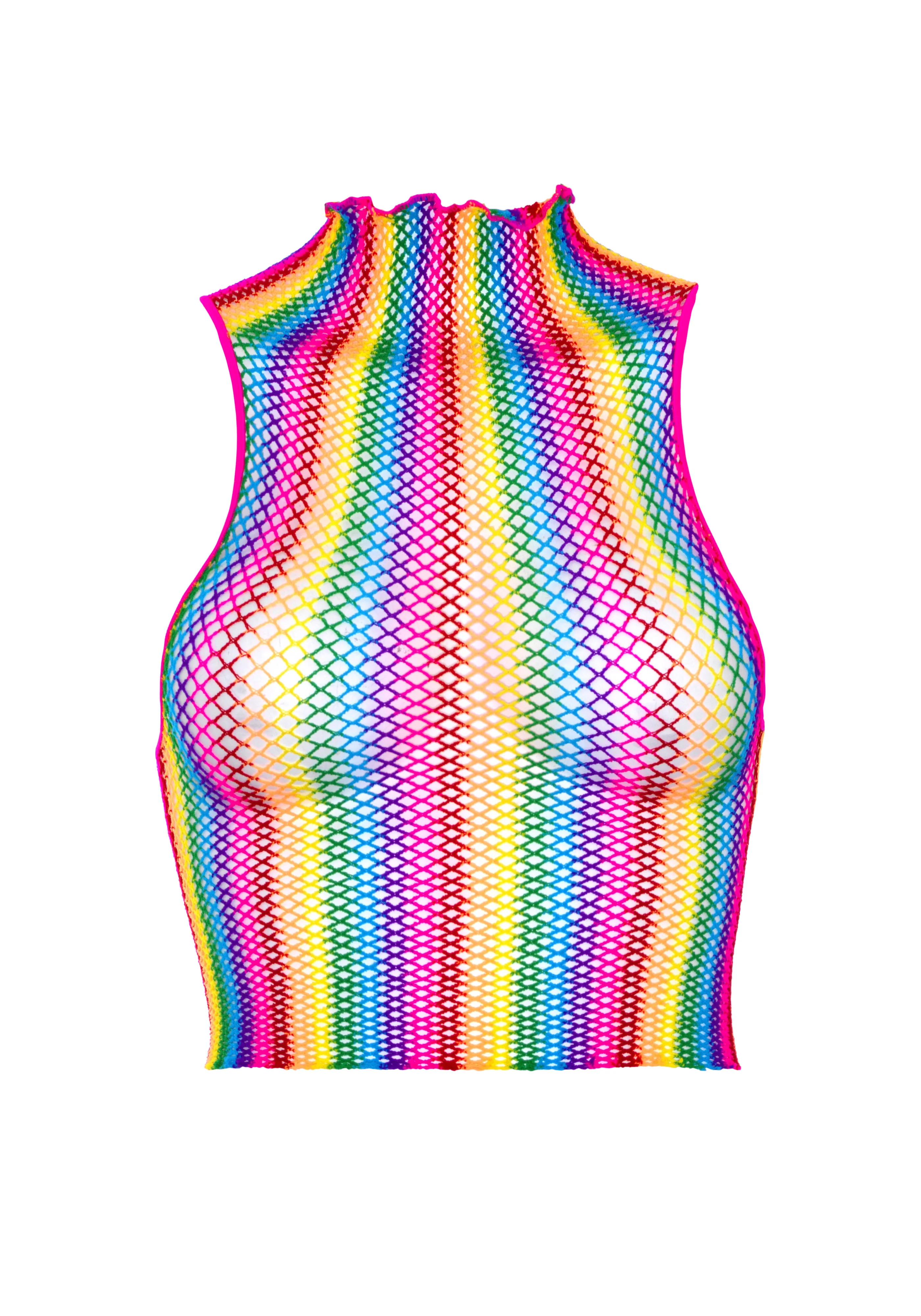 Rainbow Net High Neck Crop Top - Image 4