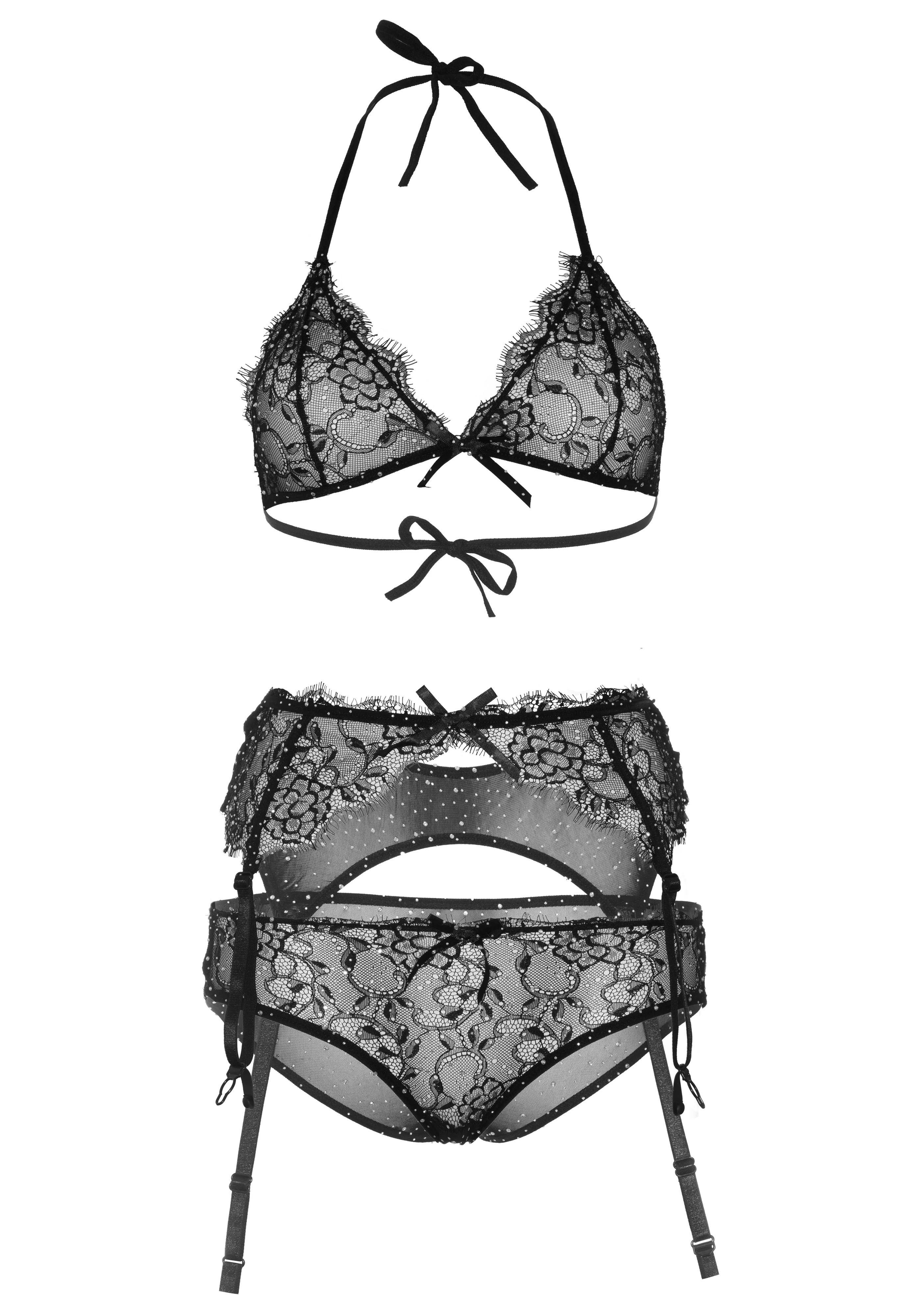 Bra and Panty Set with Lace Garter Belt - Image 5