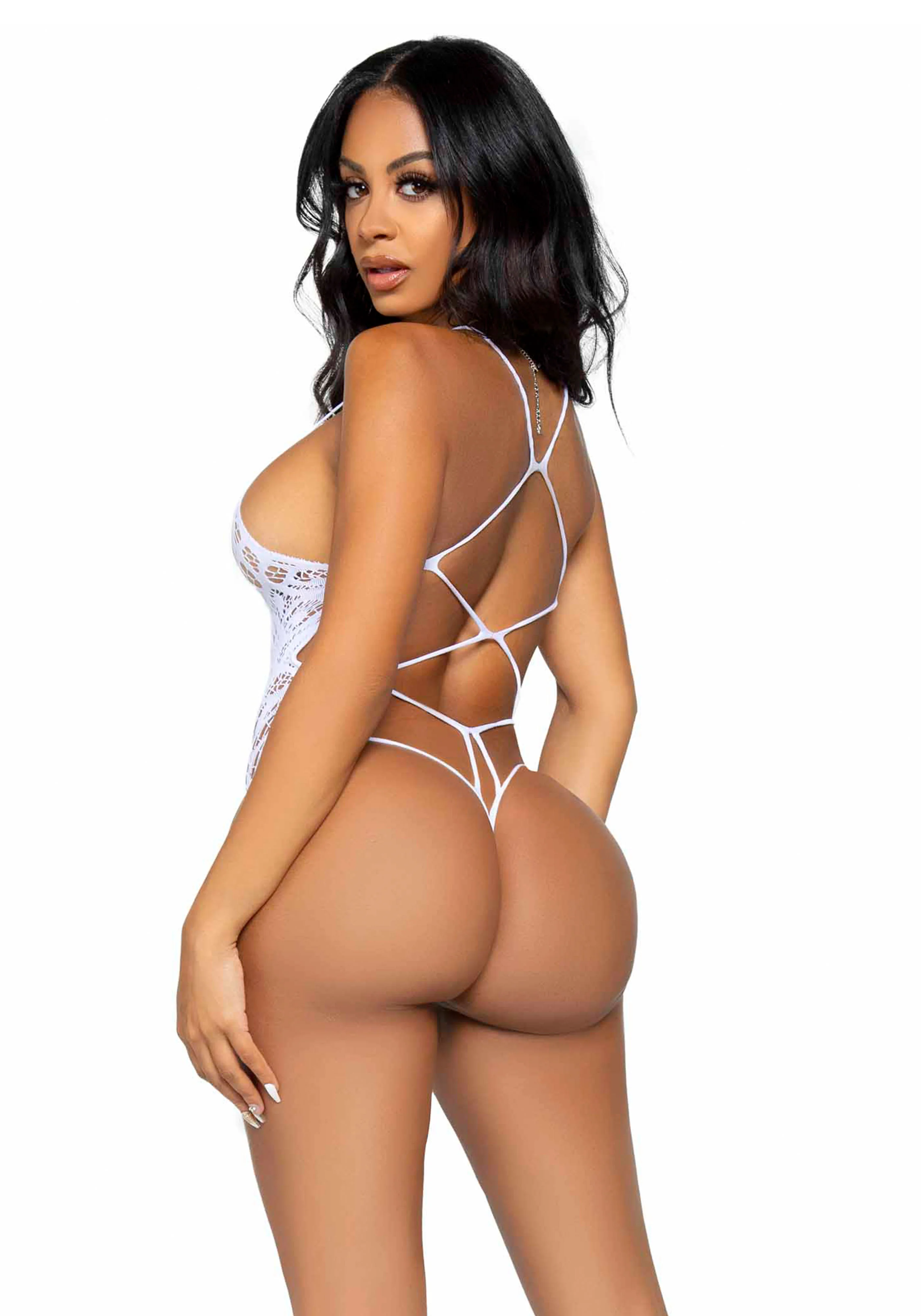 Seamless Lace Teddy with Strappy Back - Image 3