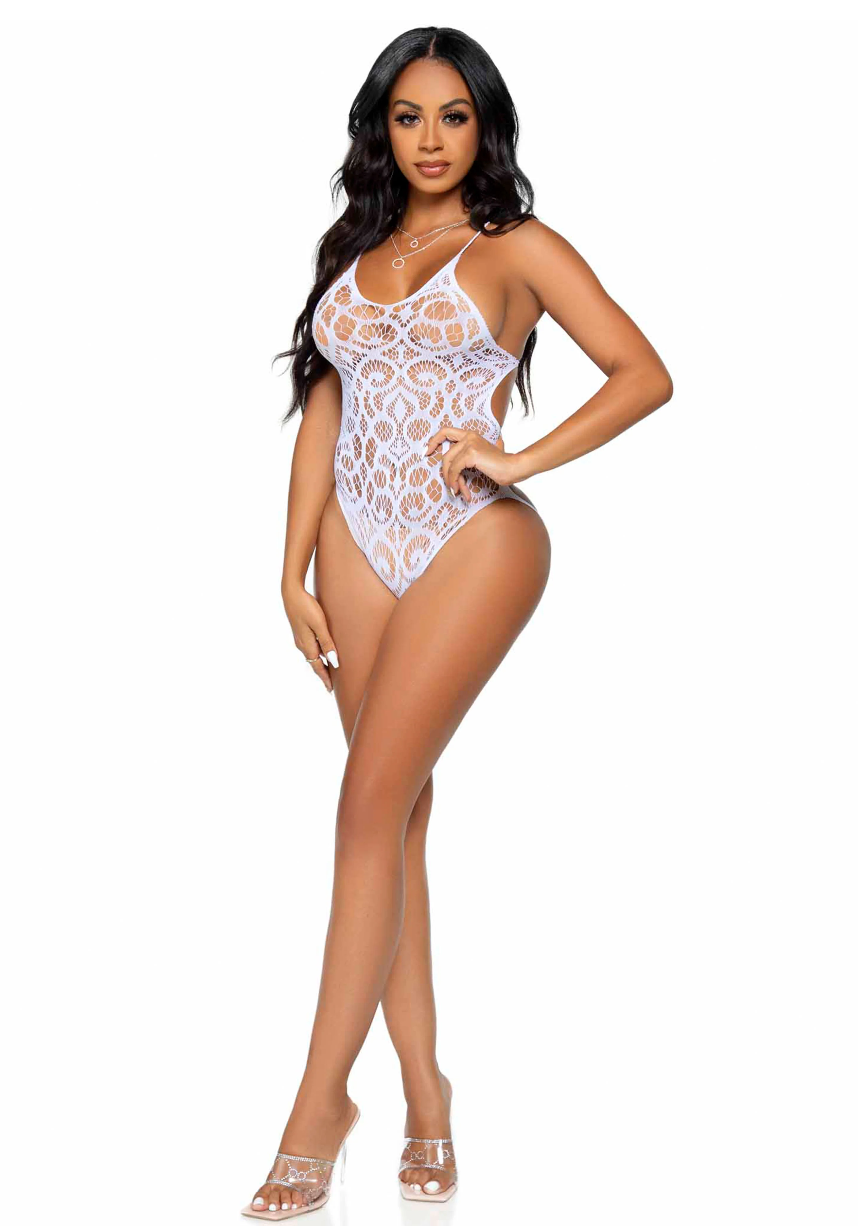 Seamless Lace Teddy with Strappy Back - Image 4