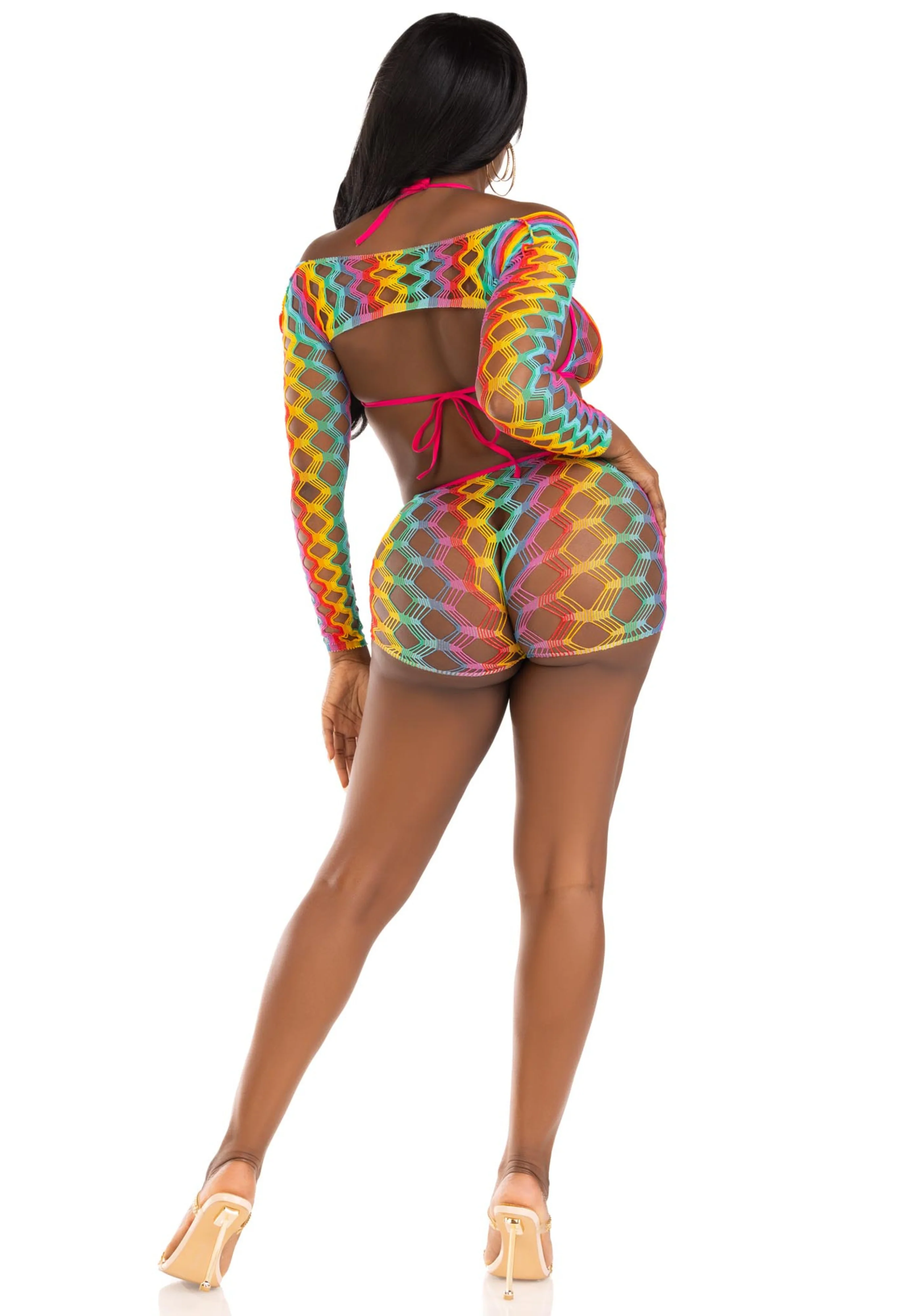 Rainbow Net Top, Boyshorts and Shrug - Image 2