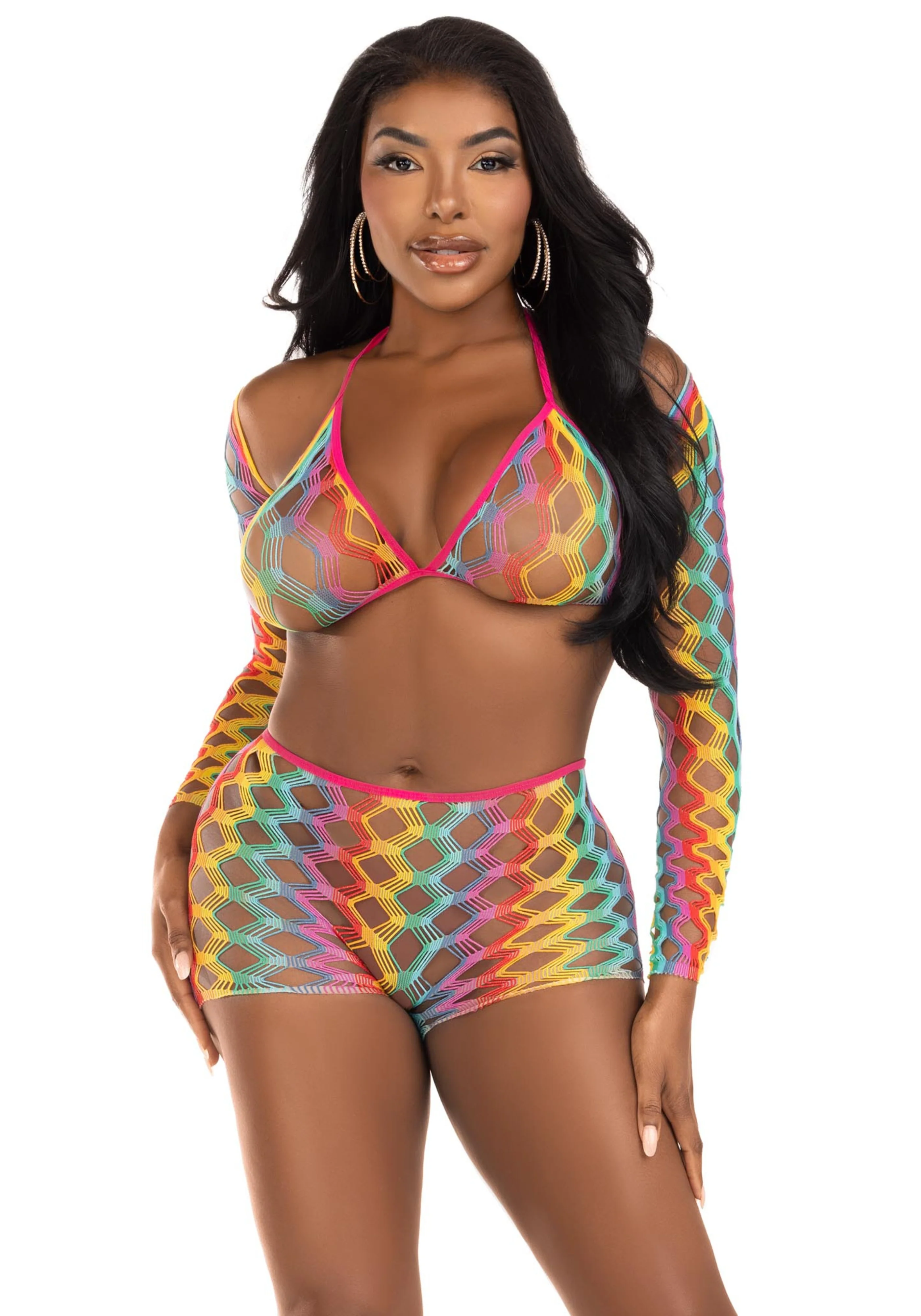 Rainbow Net Top, Boyshorts and Shrug - Image 7