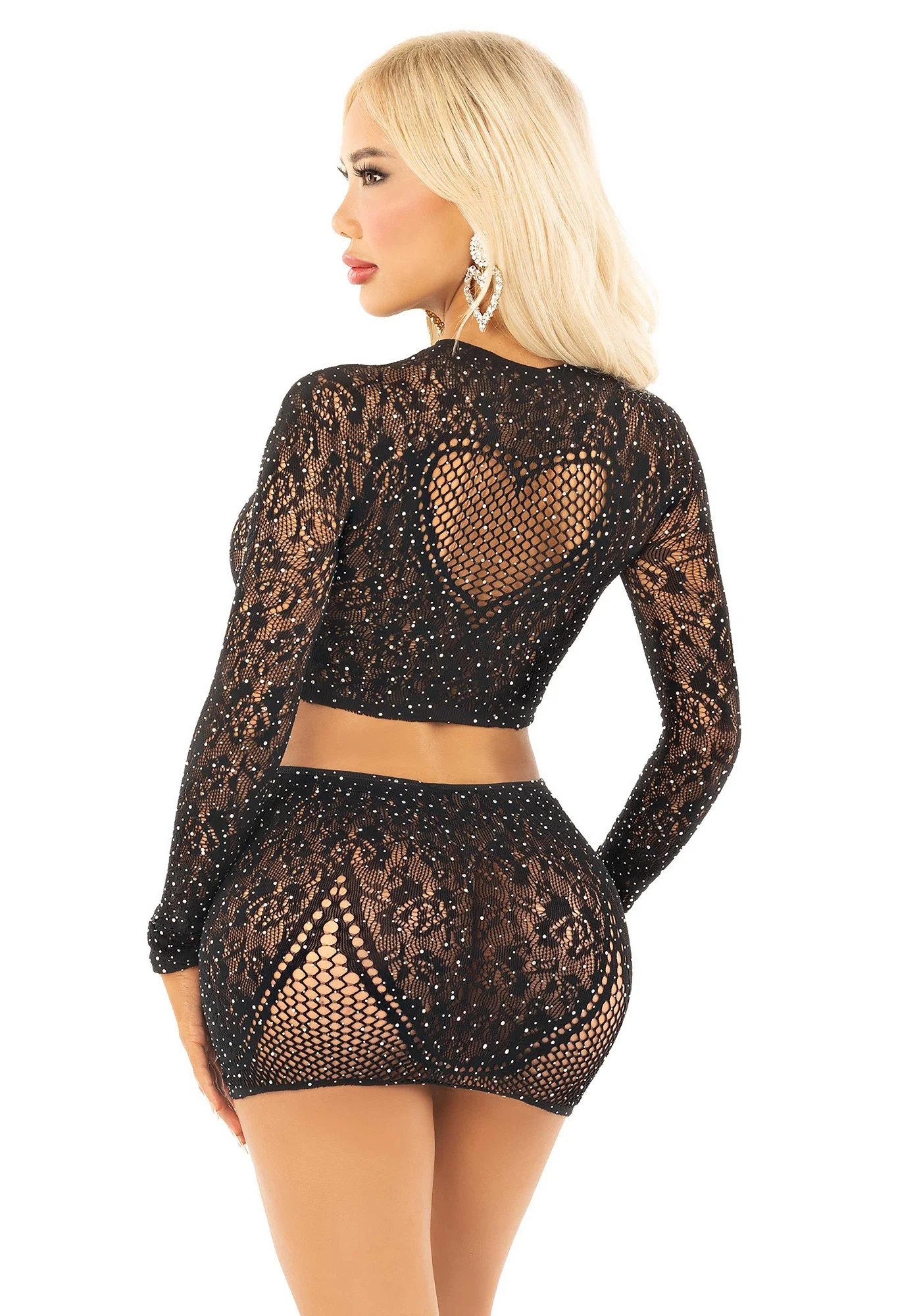 Rhinestone Crop Top and Mini Skirt - Image 2