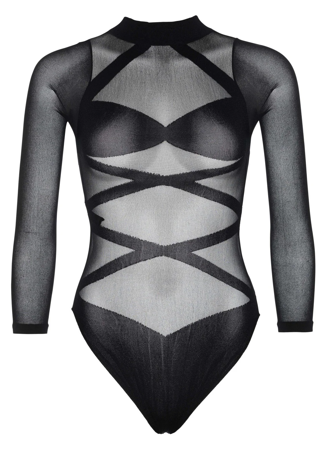 Opaque Criss Cross Bodysuit and Thigh Highs - Image 11