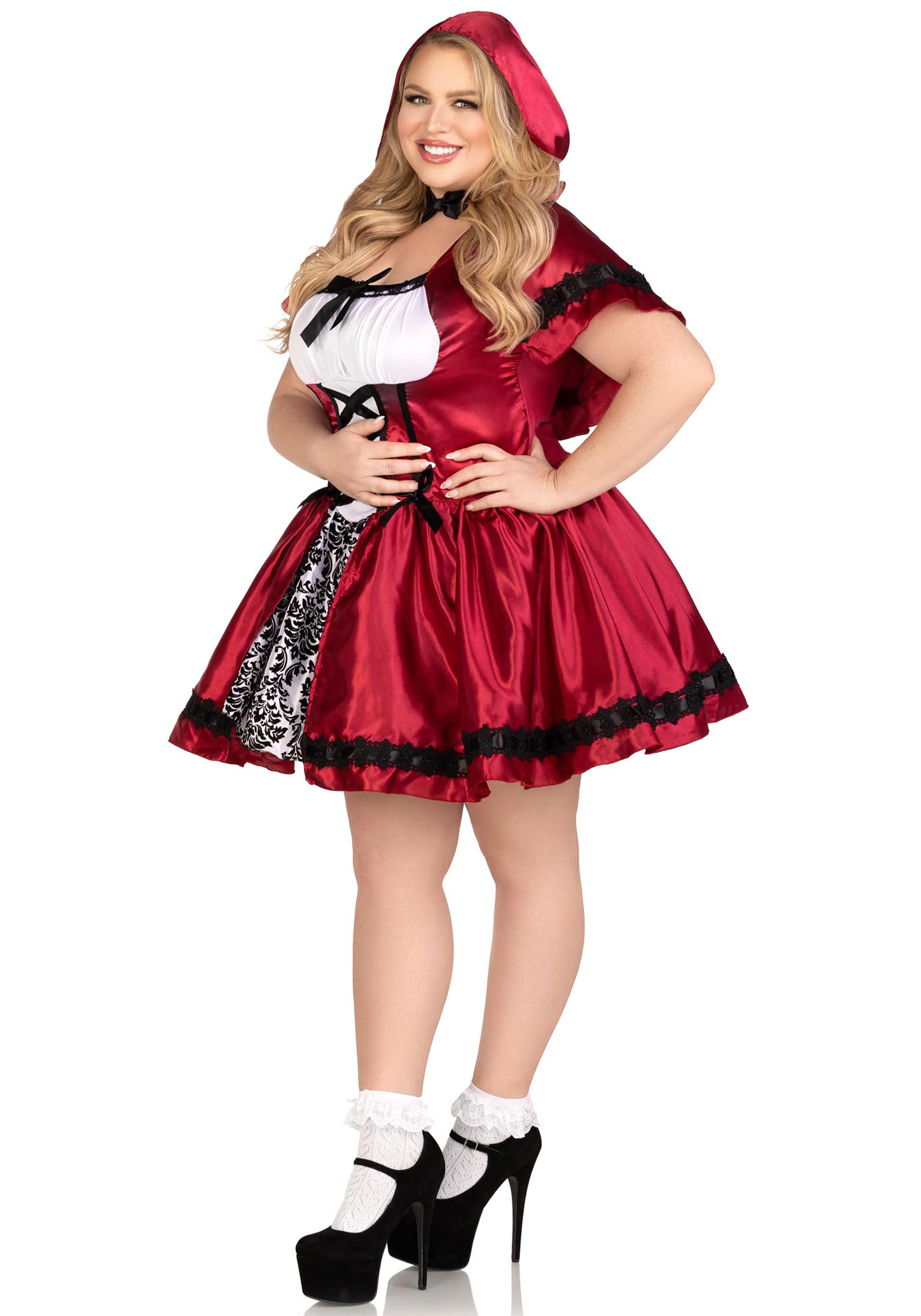 Plus Gothic Red Riding Hood Dress - Image 14