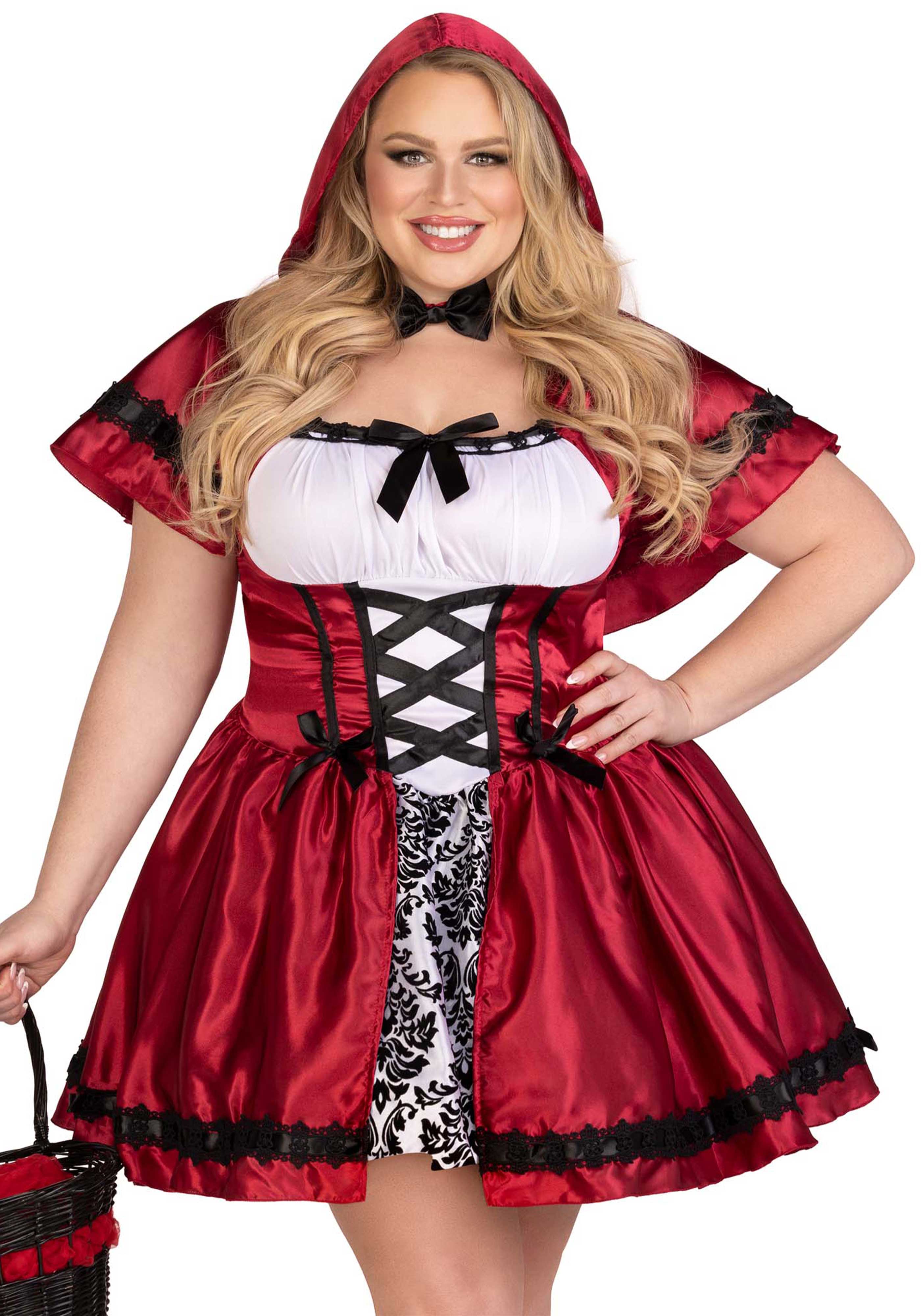 Plus Gothic Red Riding Hood Dress - Image 5