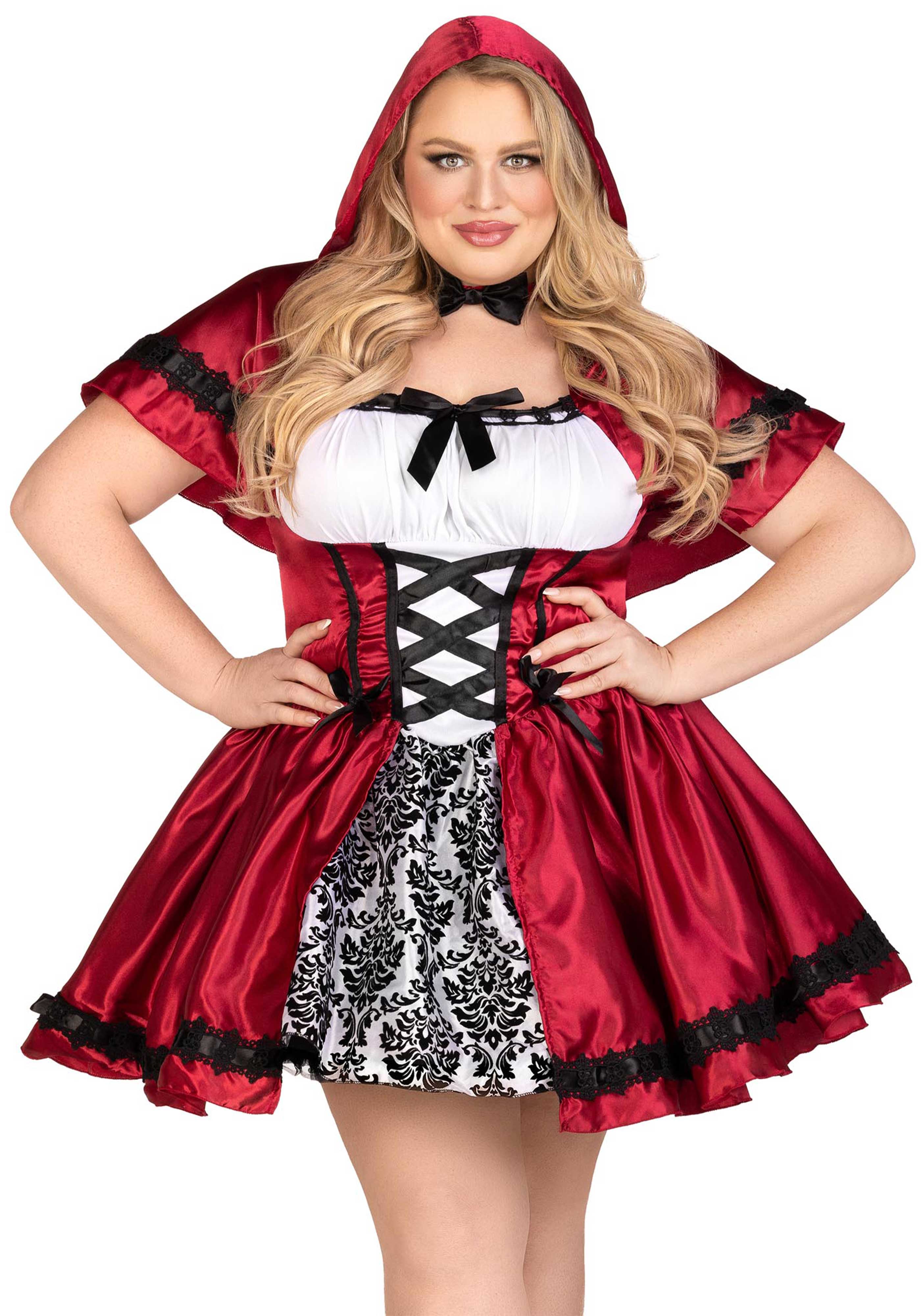 Plus Gothic Red Riding Hood Dress - Image 7