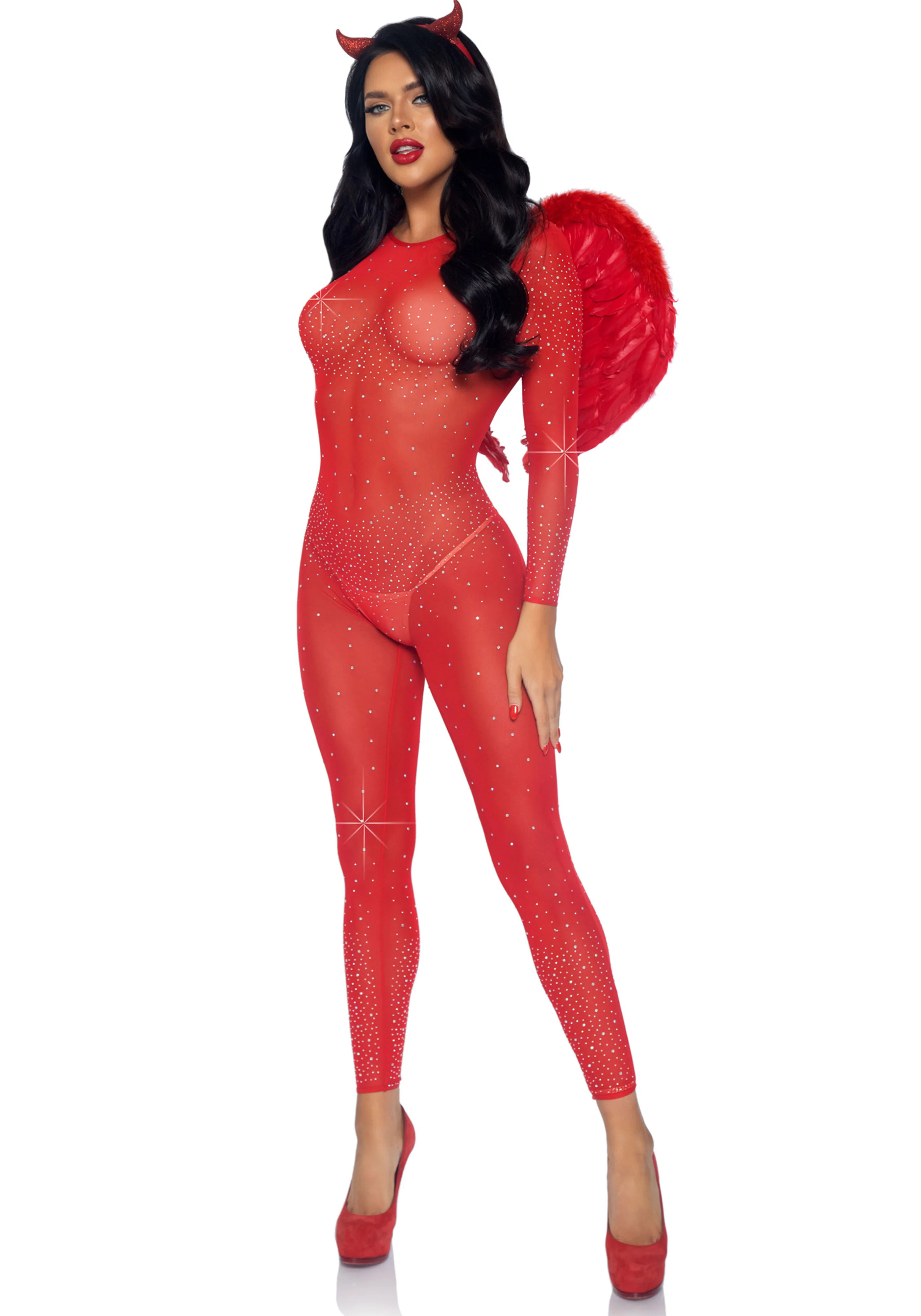 Sheer Rhinestone Catsuit - Image 11