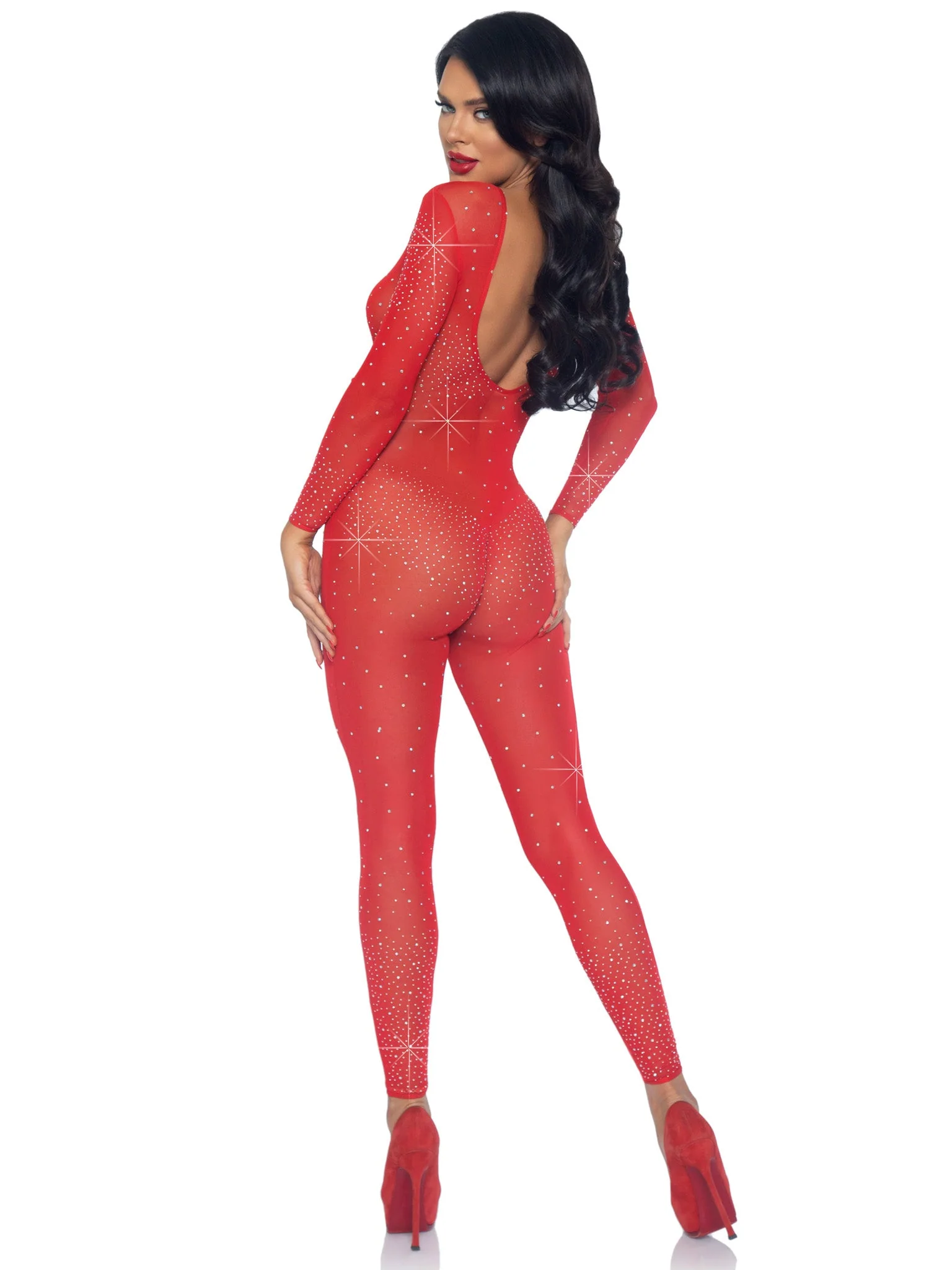 Sheer Rhinestone Catsuit - Image 12