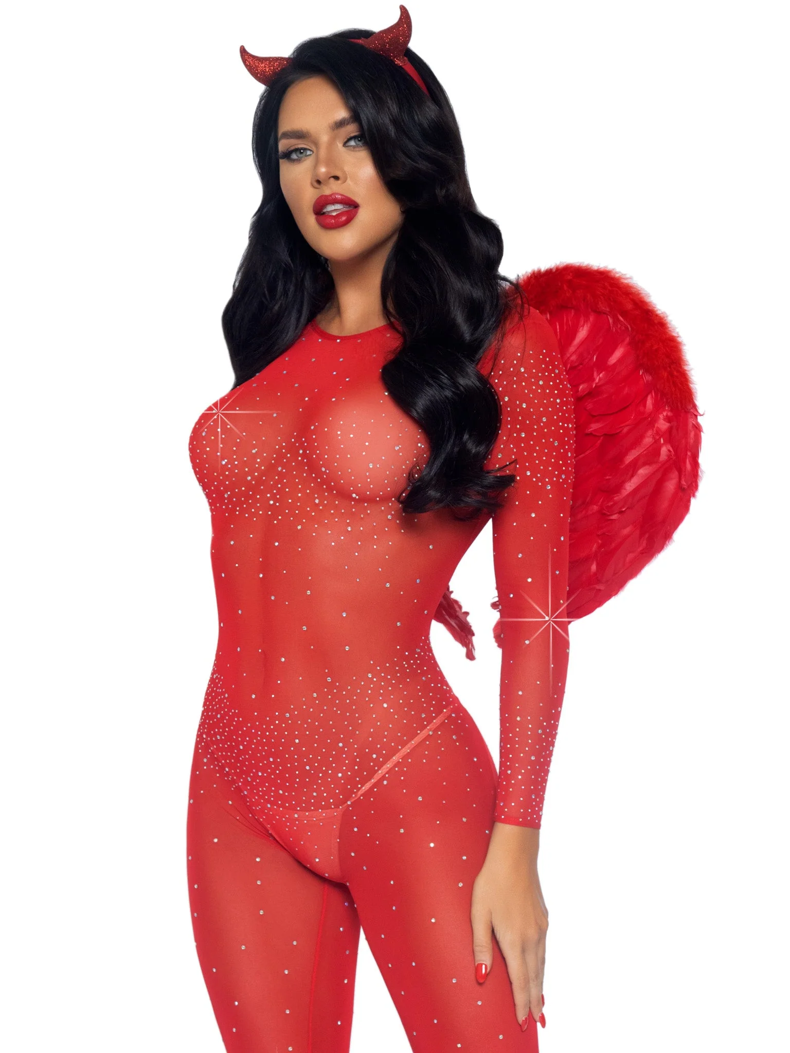 Sheer Rhinestone Catsuit - Image 9
