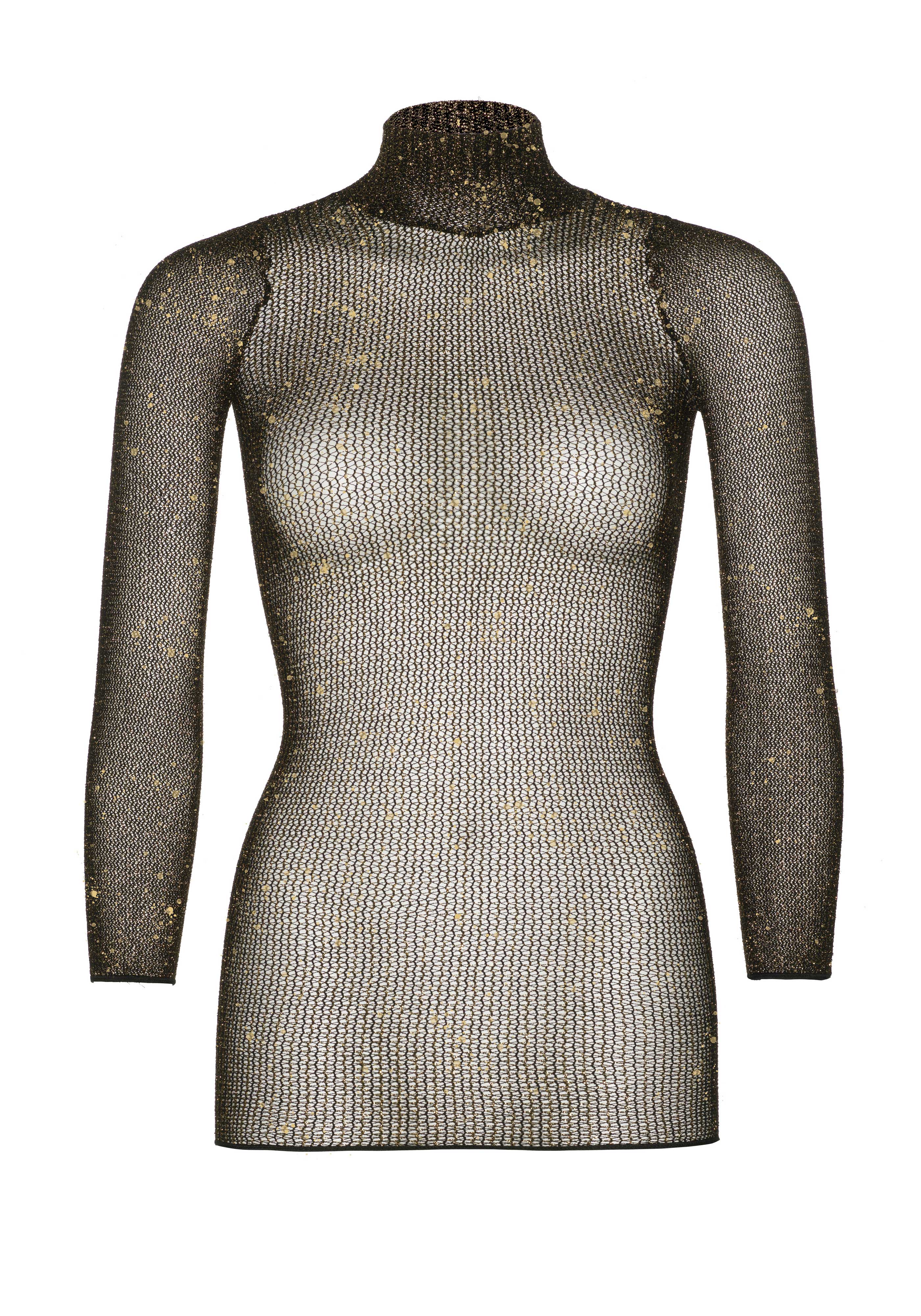 Lurex Sleeved Fishnet Dress - Image 7