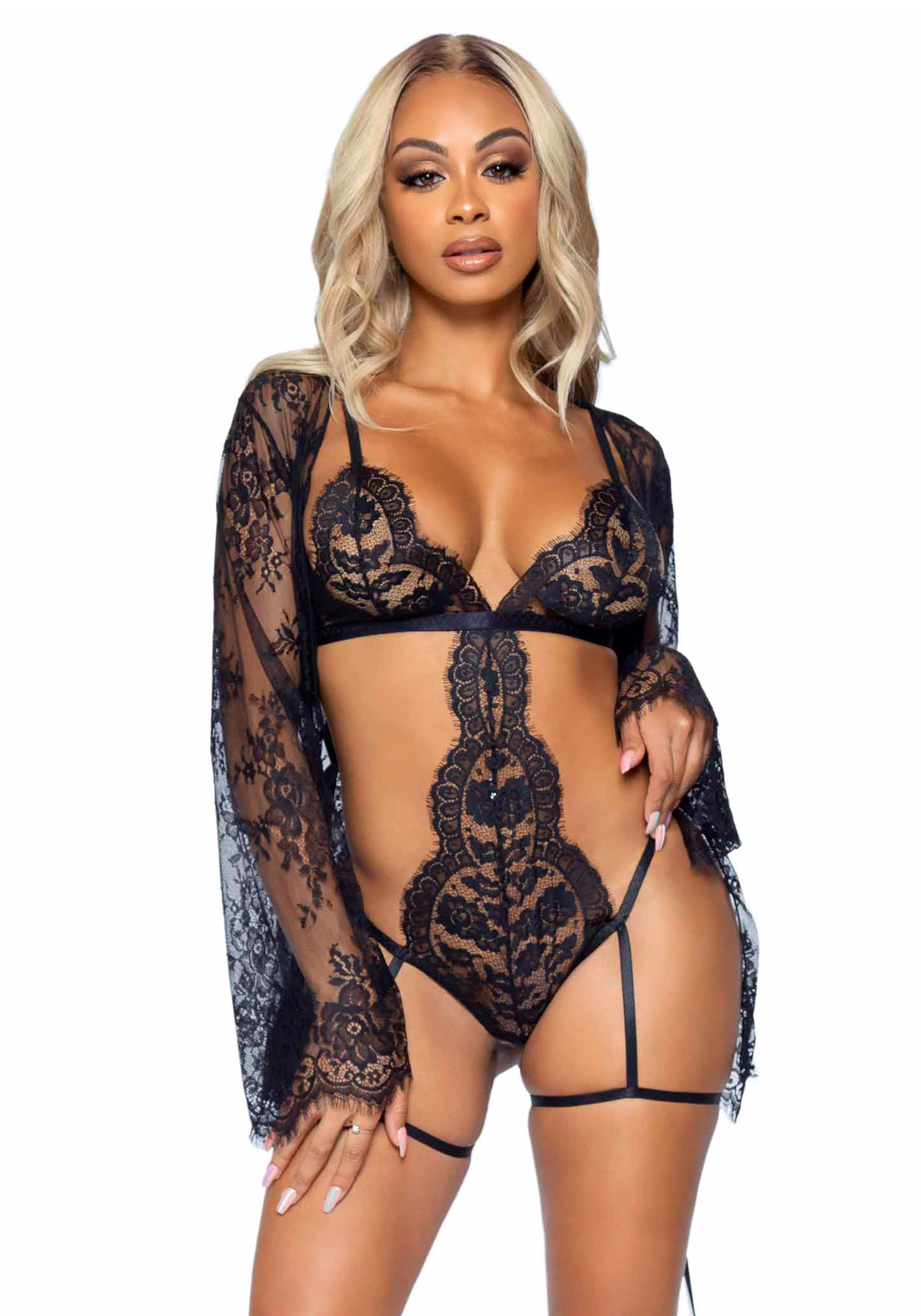 Garter Teddy with String Back and Robe - Image 3