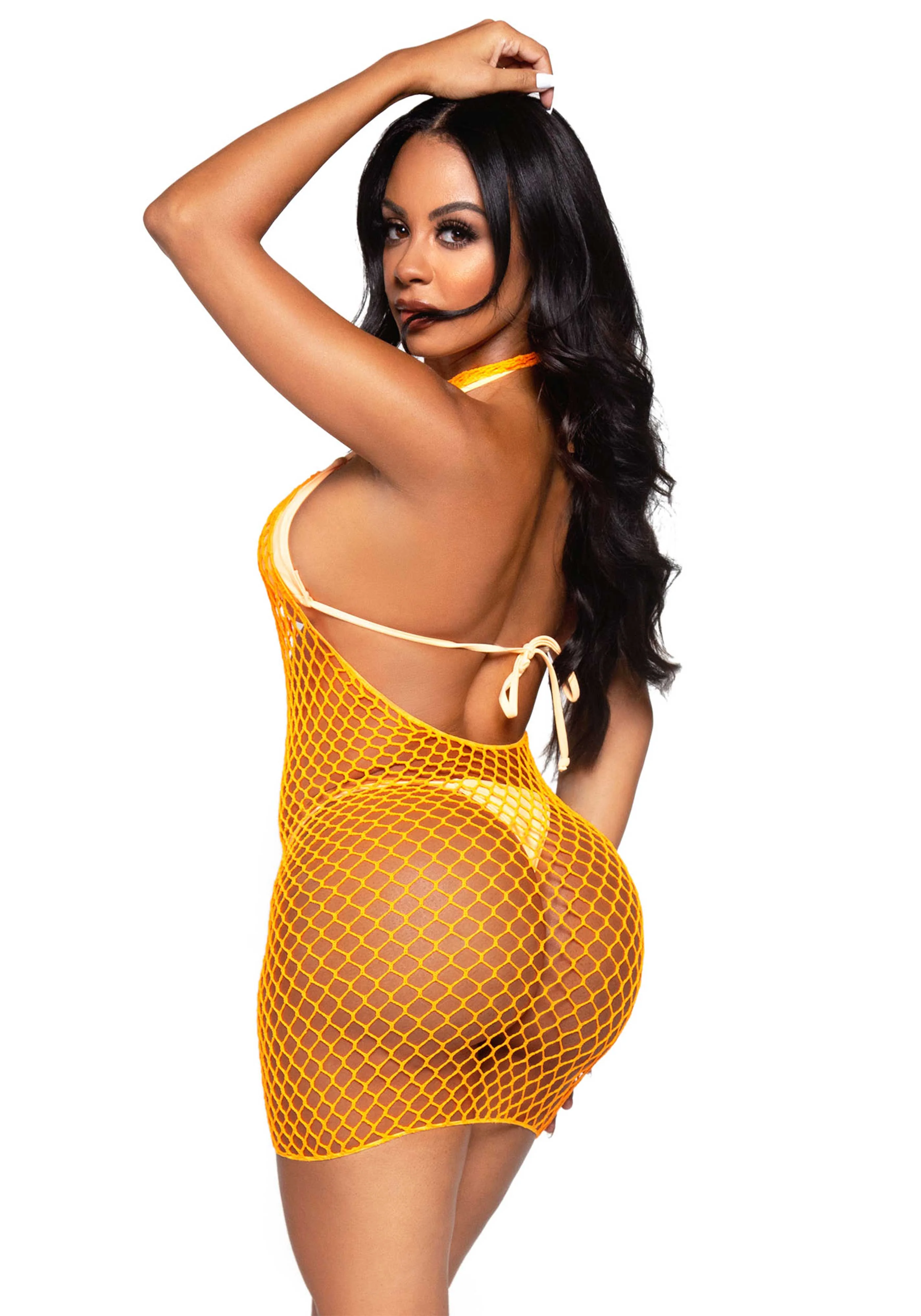 Woven Net Twist Halter Mini Dress - Image 9