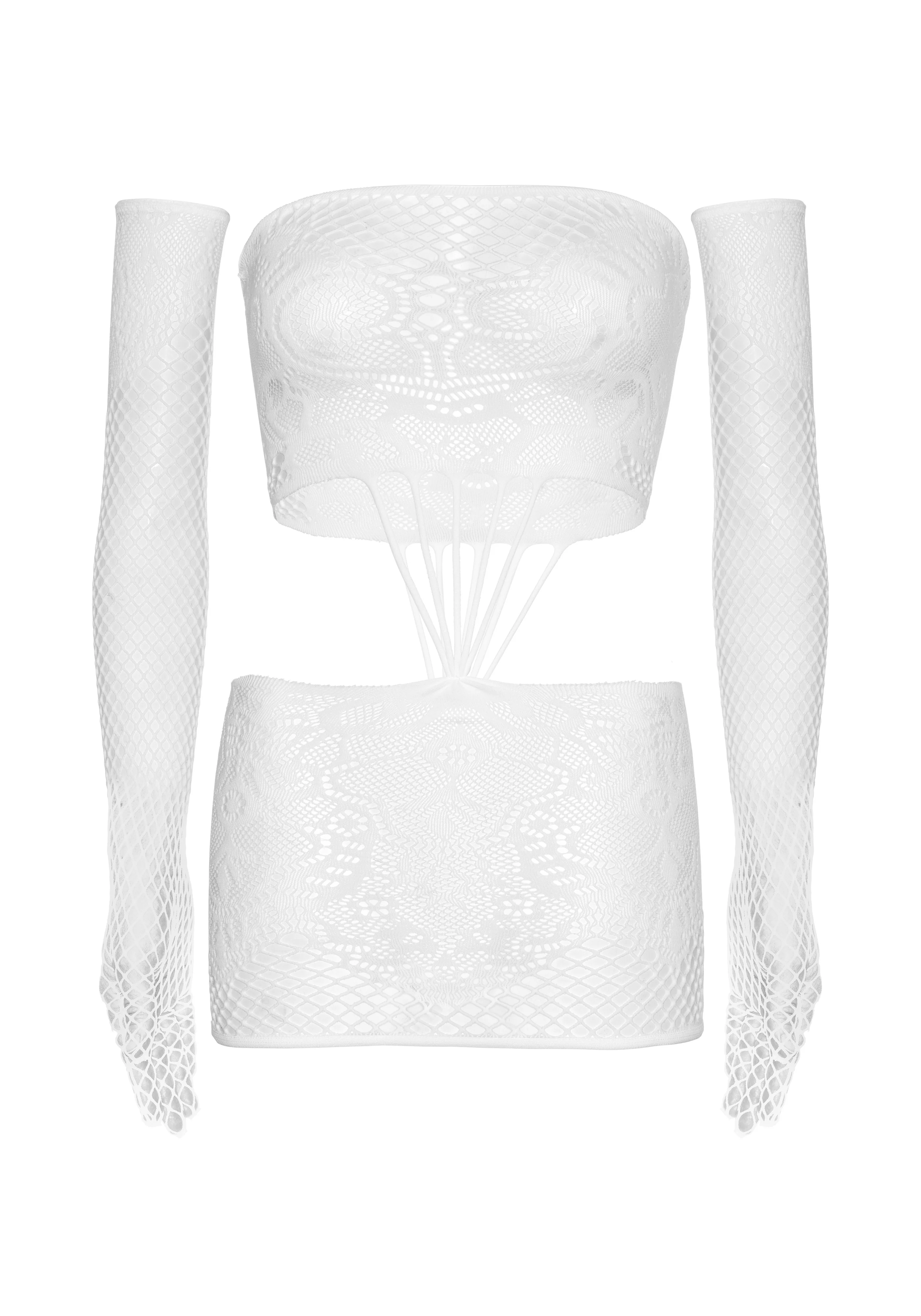 Strappy Lace Dress and Matching Gloves - Image 20