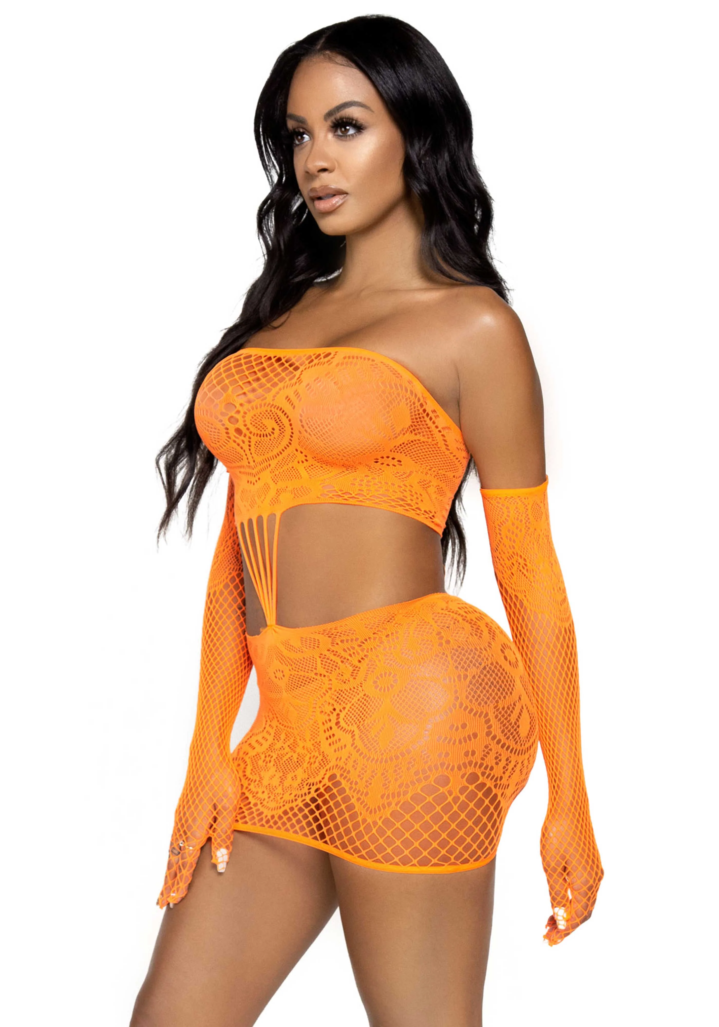 Strappy Lace Dress and Matching Gloves - Image 25