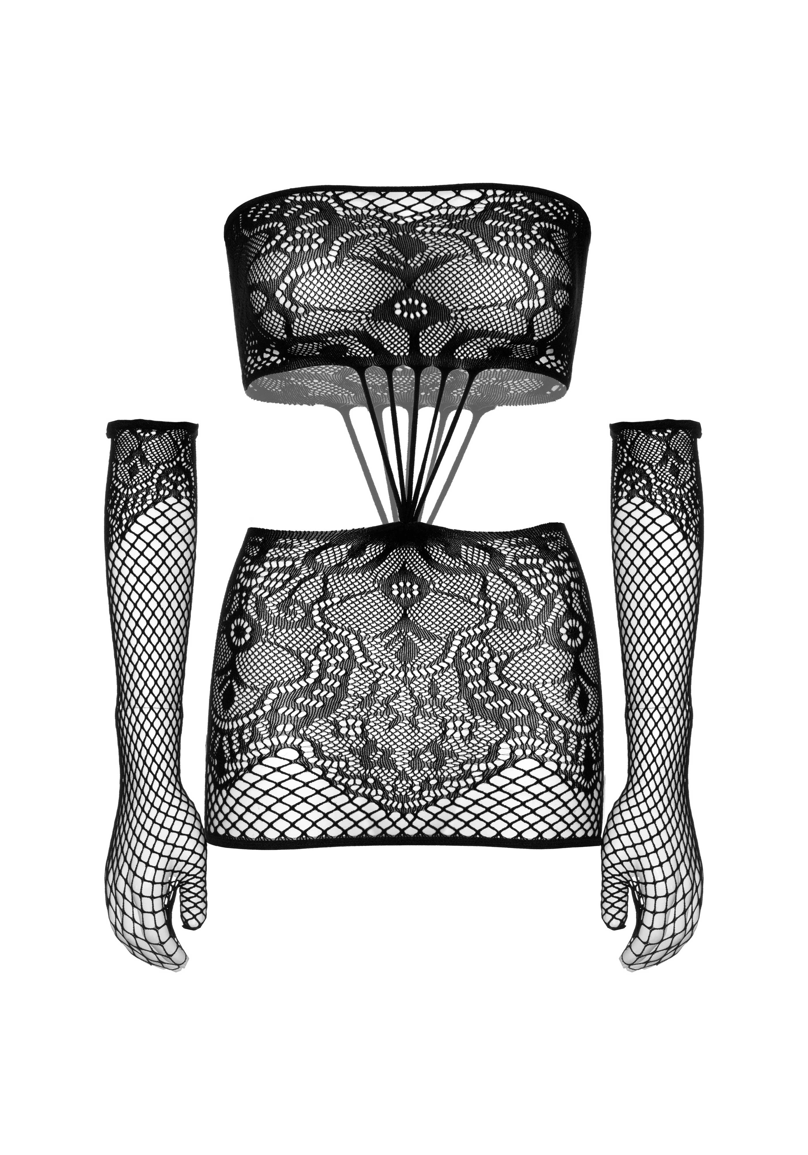 Strappy Lace Dress and Matching Gloves - Image 9