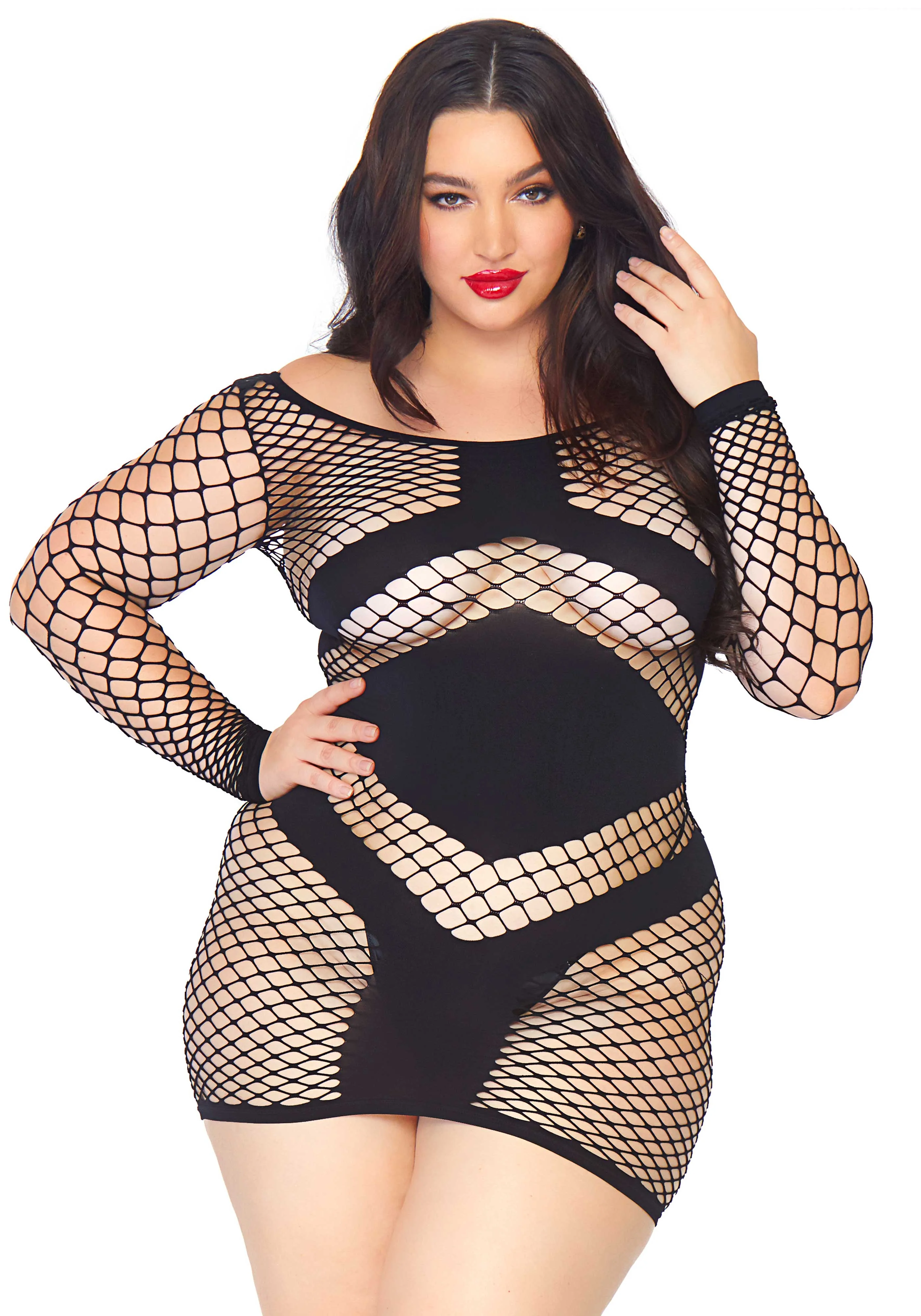 Plus Long Sleeved Mini Dress