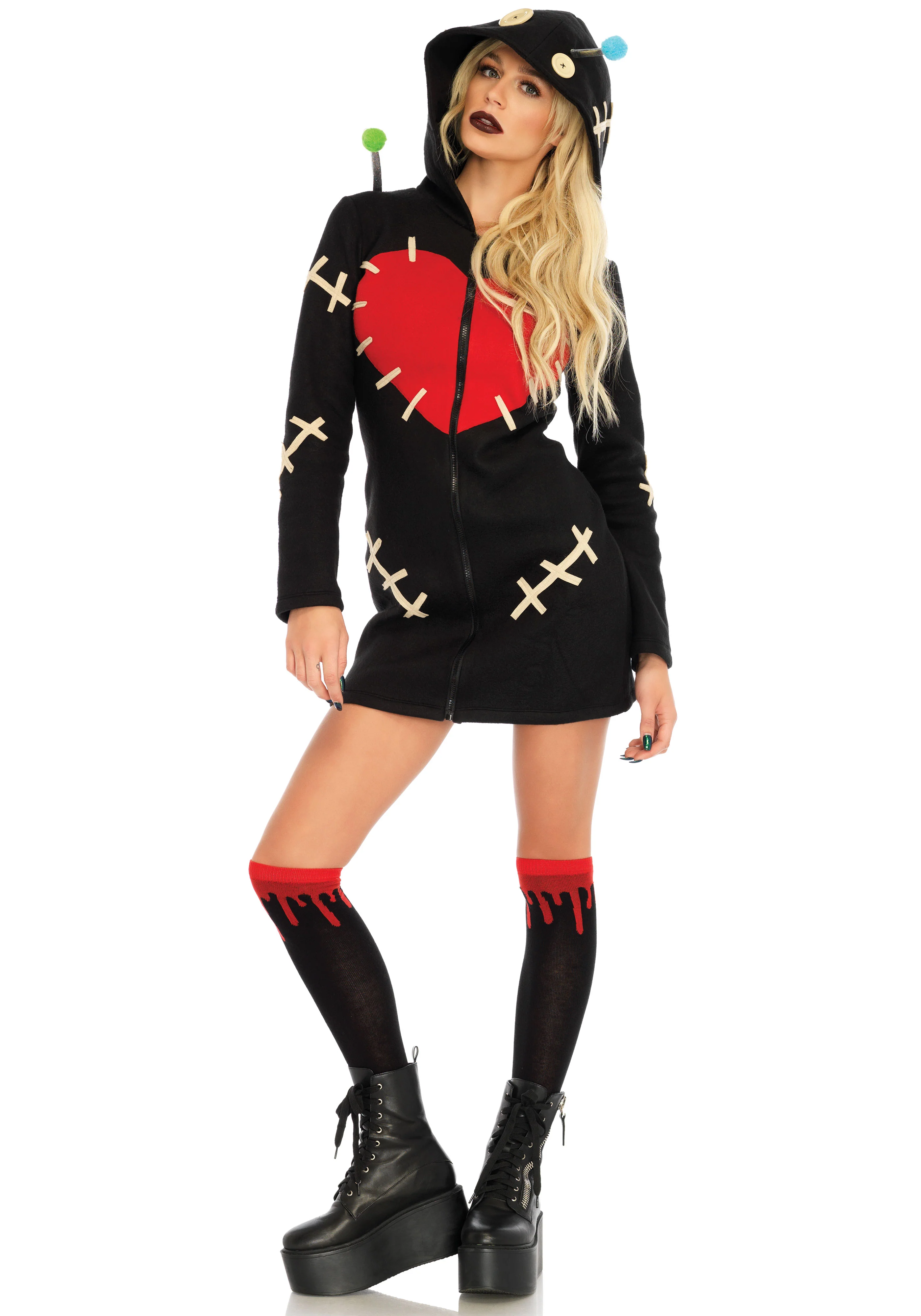 Cozy Voodoo Doll Hooded Dress - Image 3