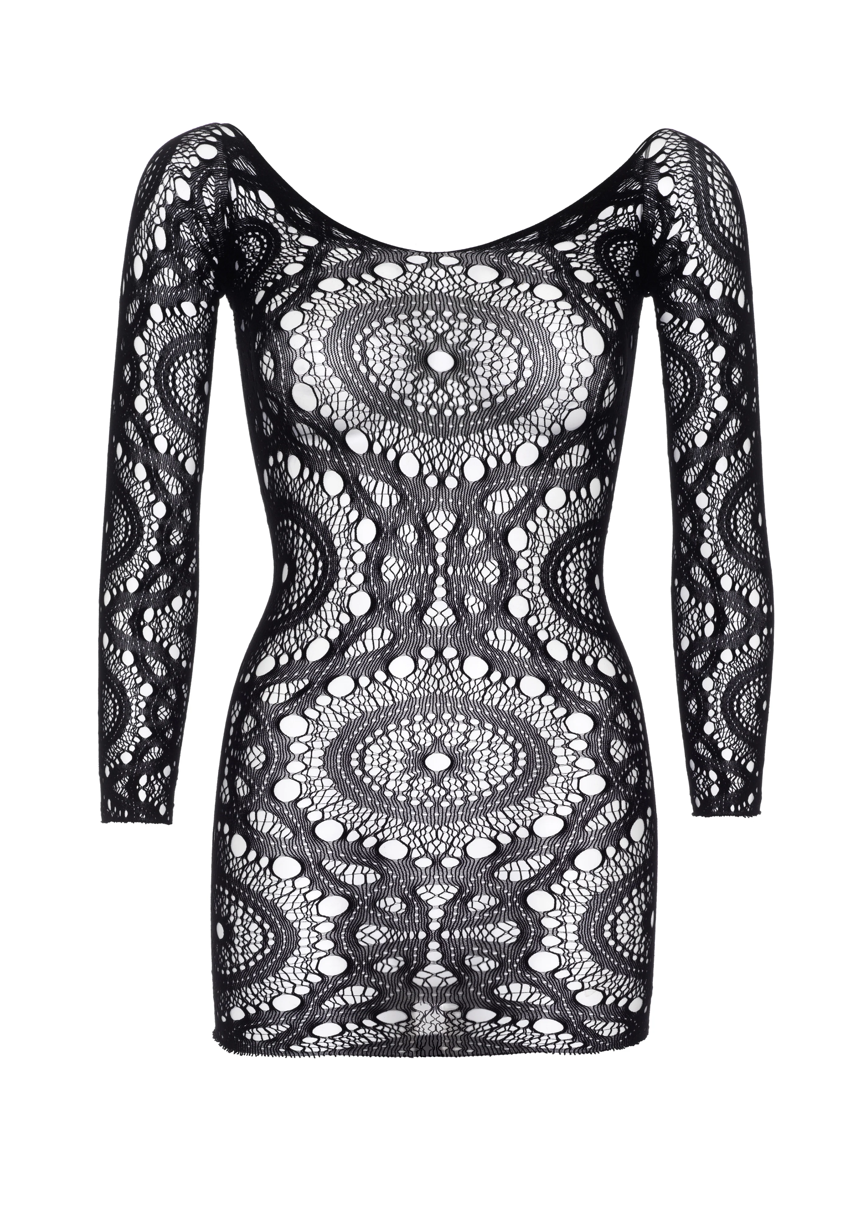 Crochet Lace Long Sleeved Mini Dress - Image 6