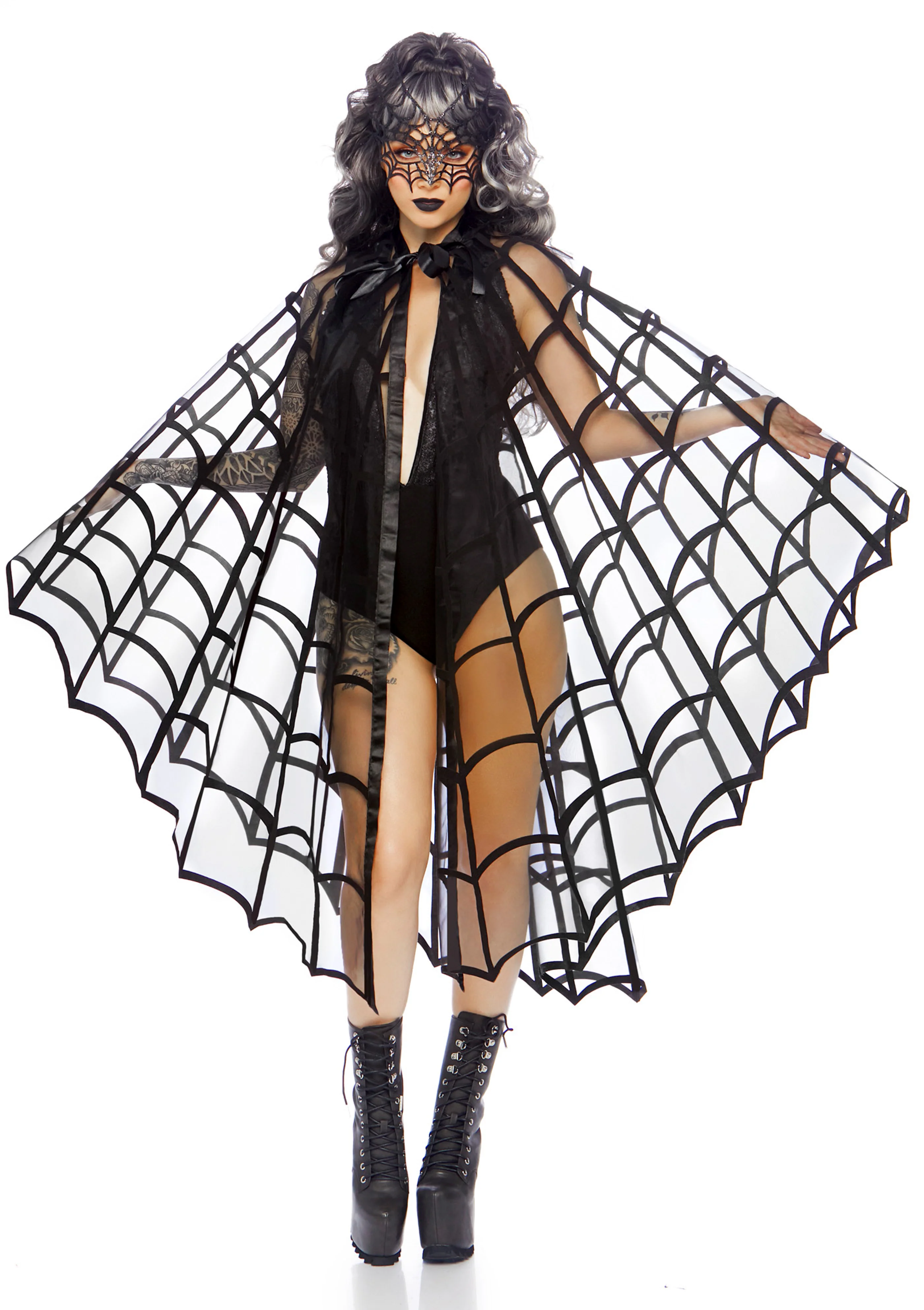 Velvet Flocked Web Cape - Image 3