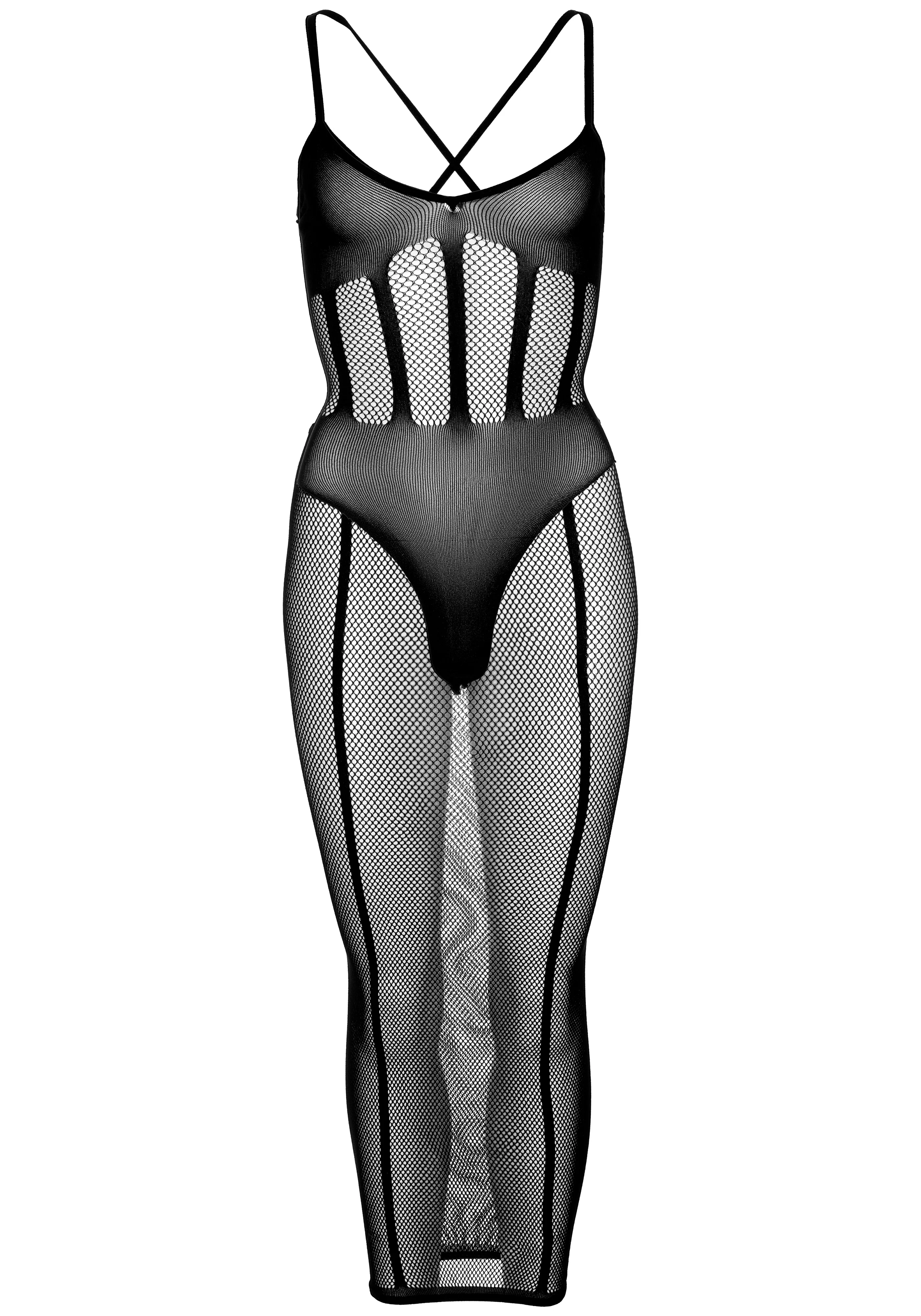 Net and Opaque Bodysuit and Skirt - Image 8