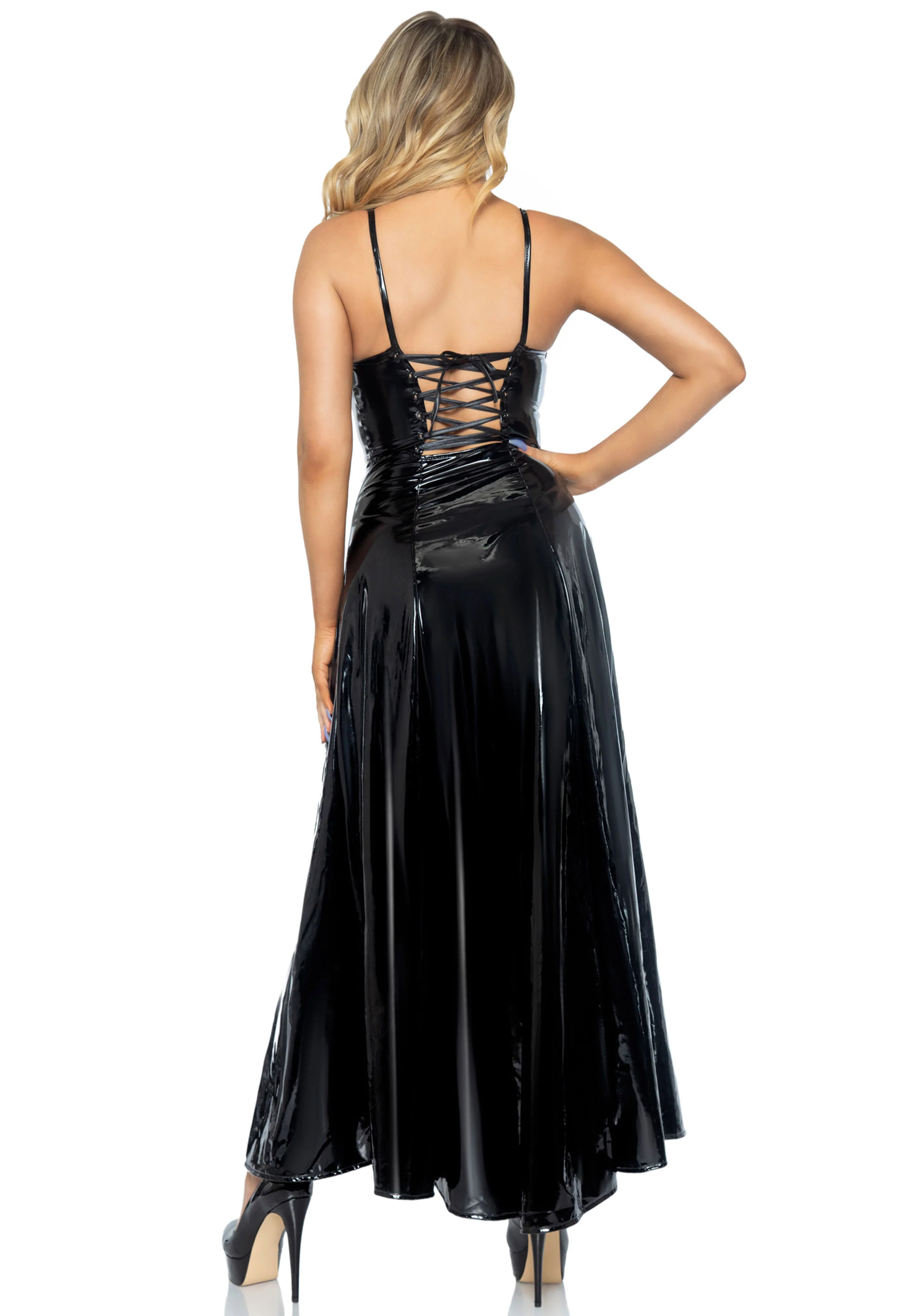 Vinyl Ball Gown with Corset Lace Up Back - Image 2