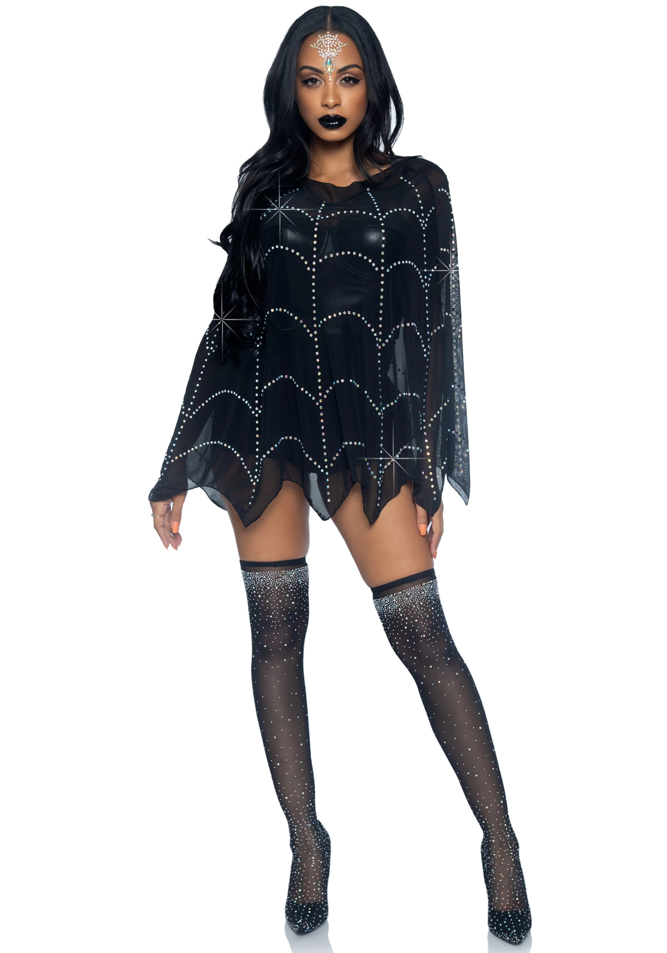 Sheer Rhinestone Poncho - Image 3
