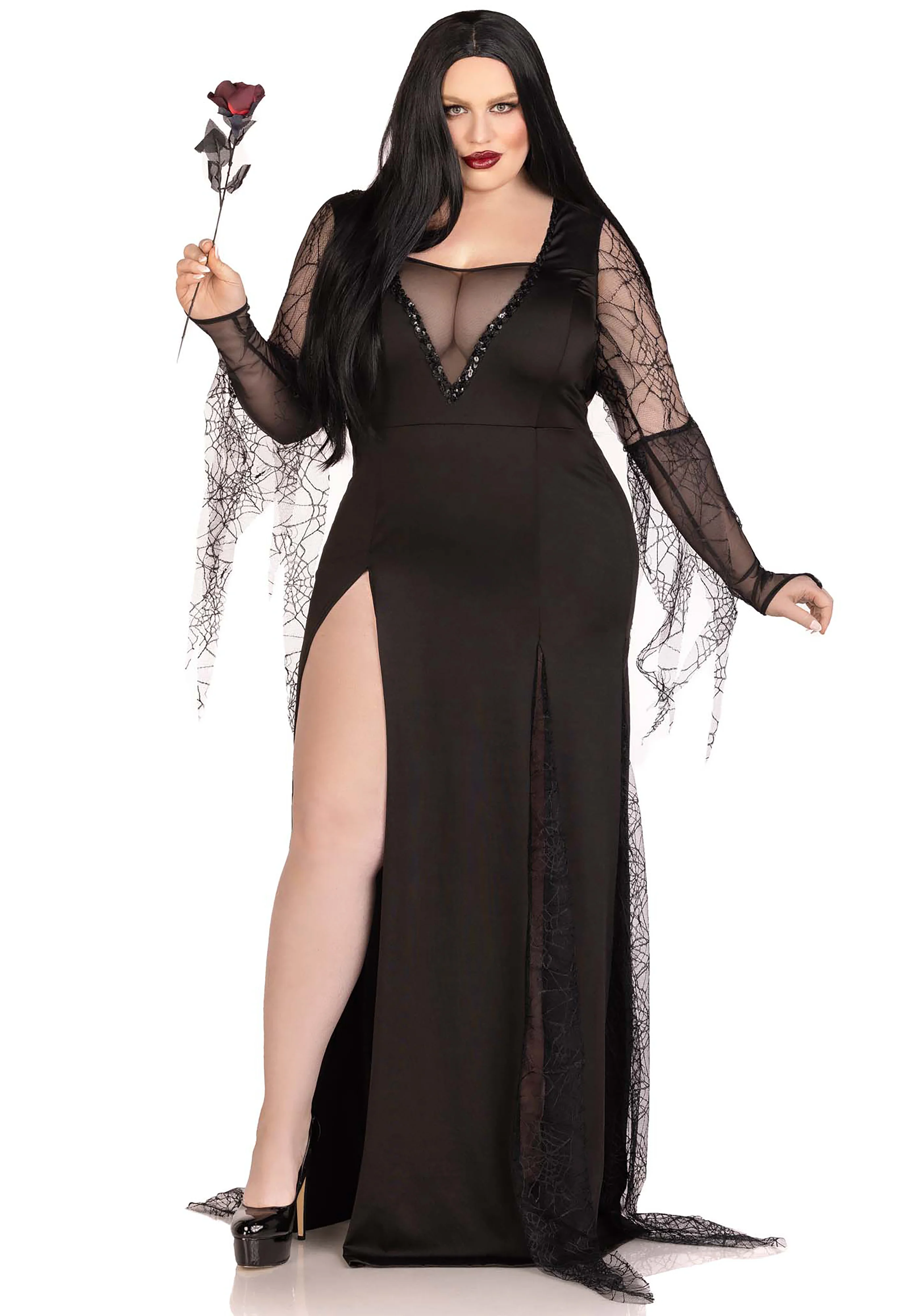 Plus Sexy Spooky Morticia Dress - Image 4