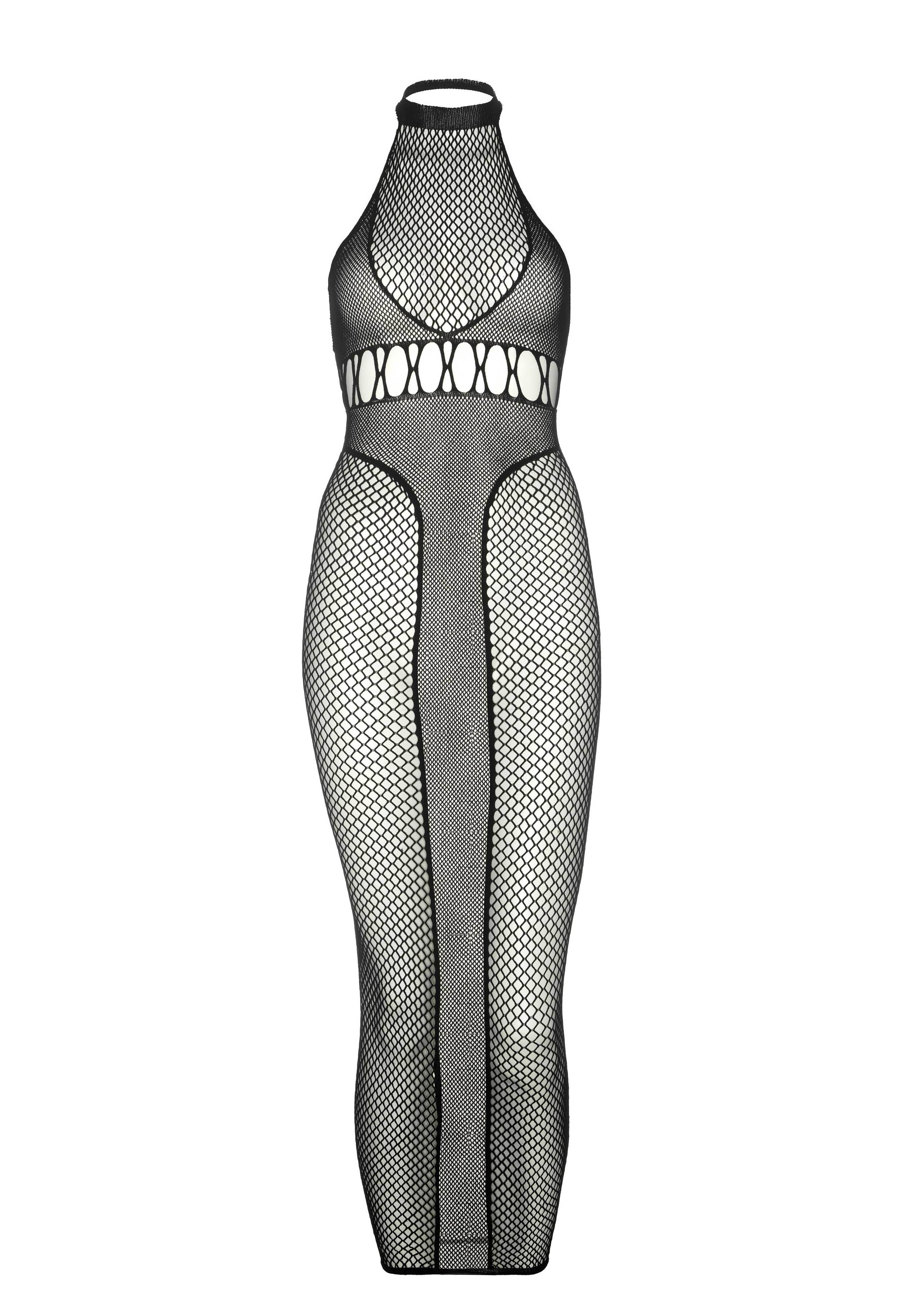 Halter Dual Net Backless Dress - Image 7