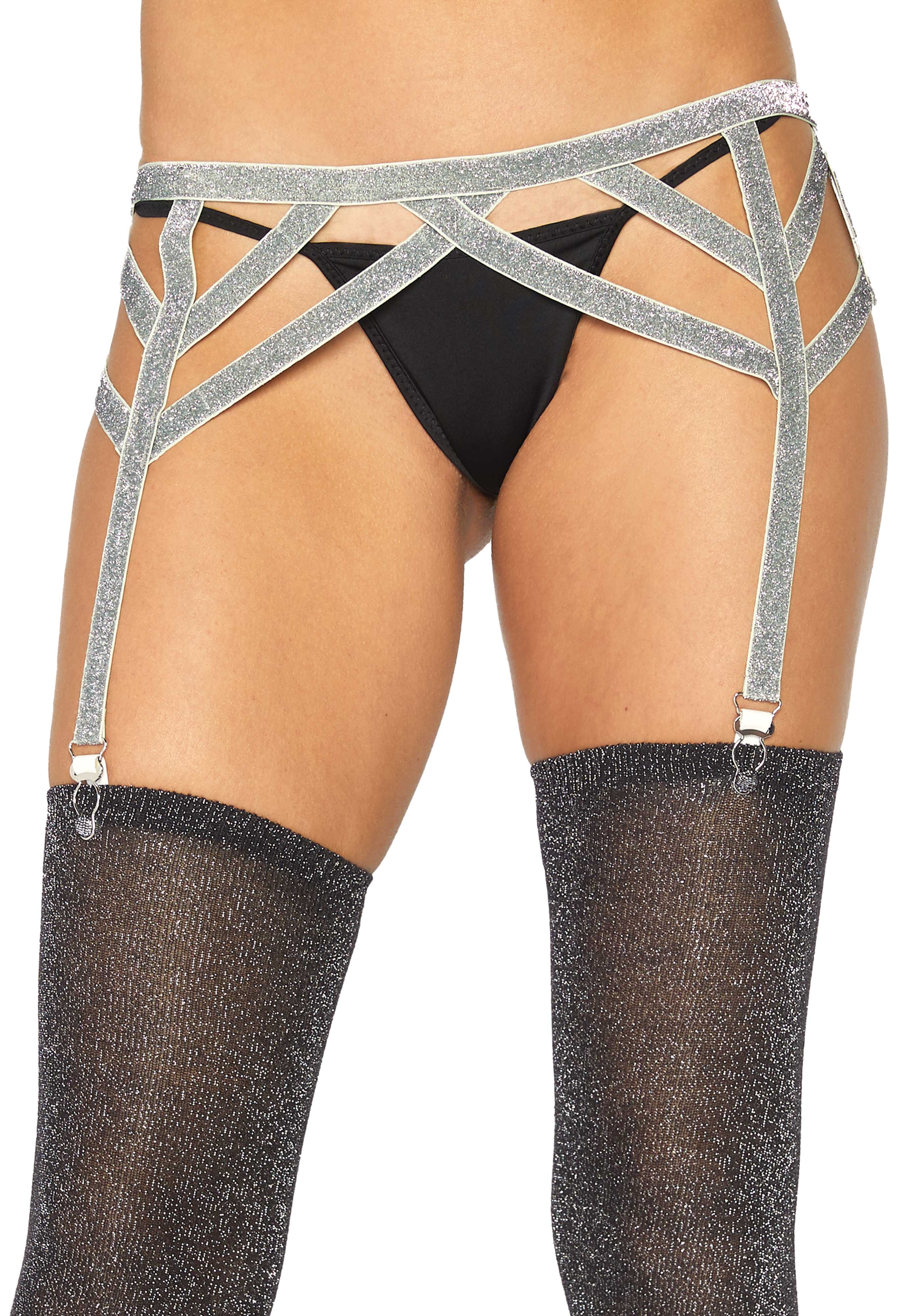 Shimmer Lurex Elastic Garter Belt - Image 2