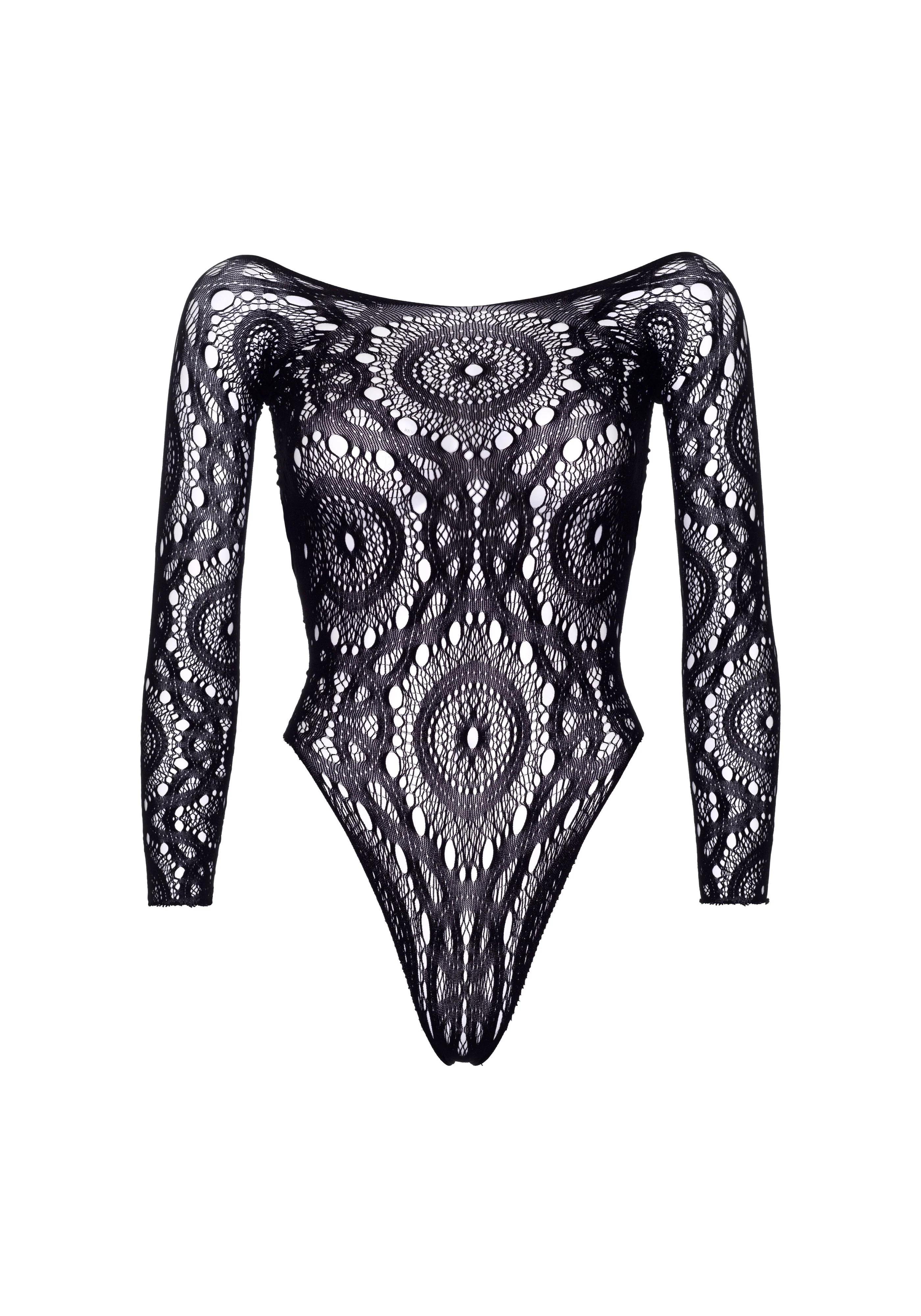 Long Sleeved Snap Crotch Thong Back Teddy - Image 3
