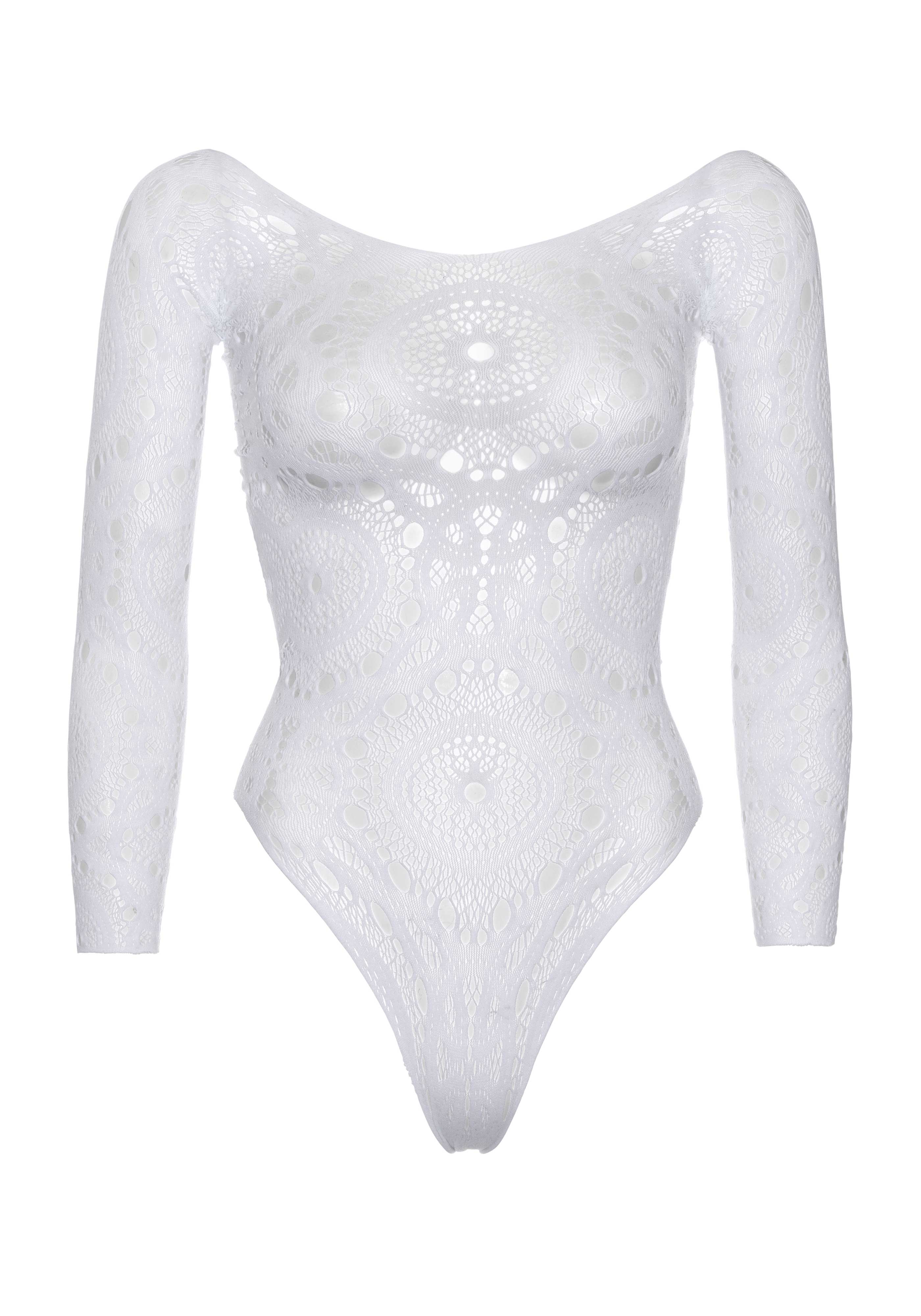 Long Sleeved Snap Crotch Thong Back Teddy - Image 7