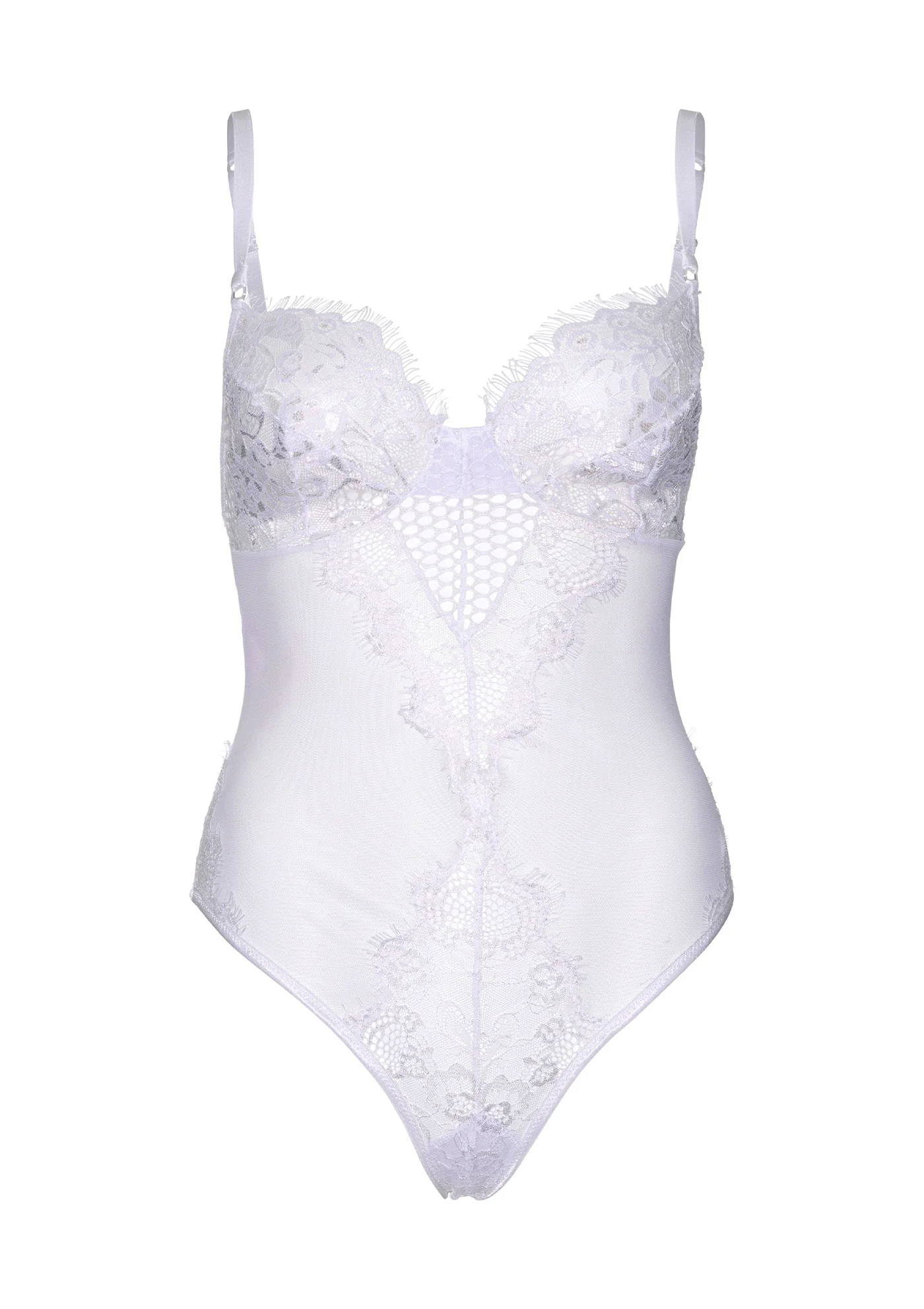 Lace and Sheer Mesh Teddy - Image 7