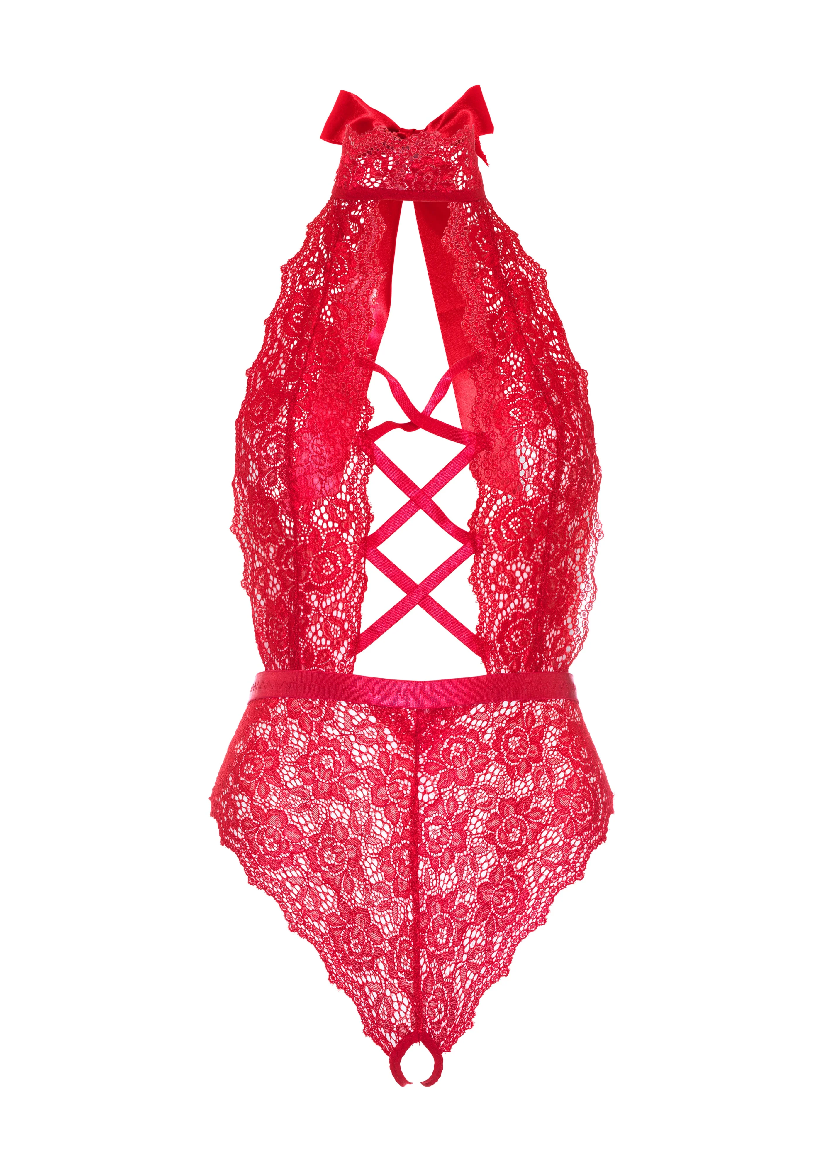 Plus High Neck Crotchless Teddy - Image 6