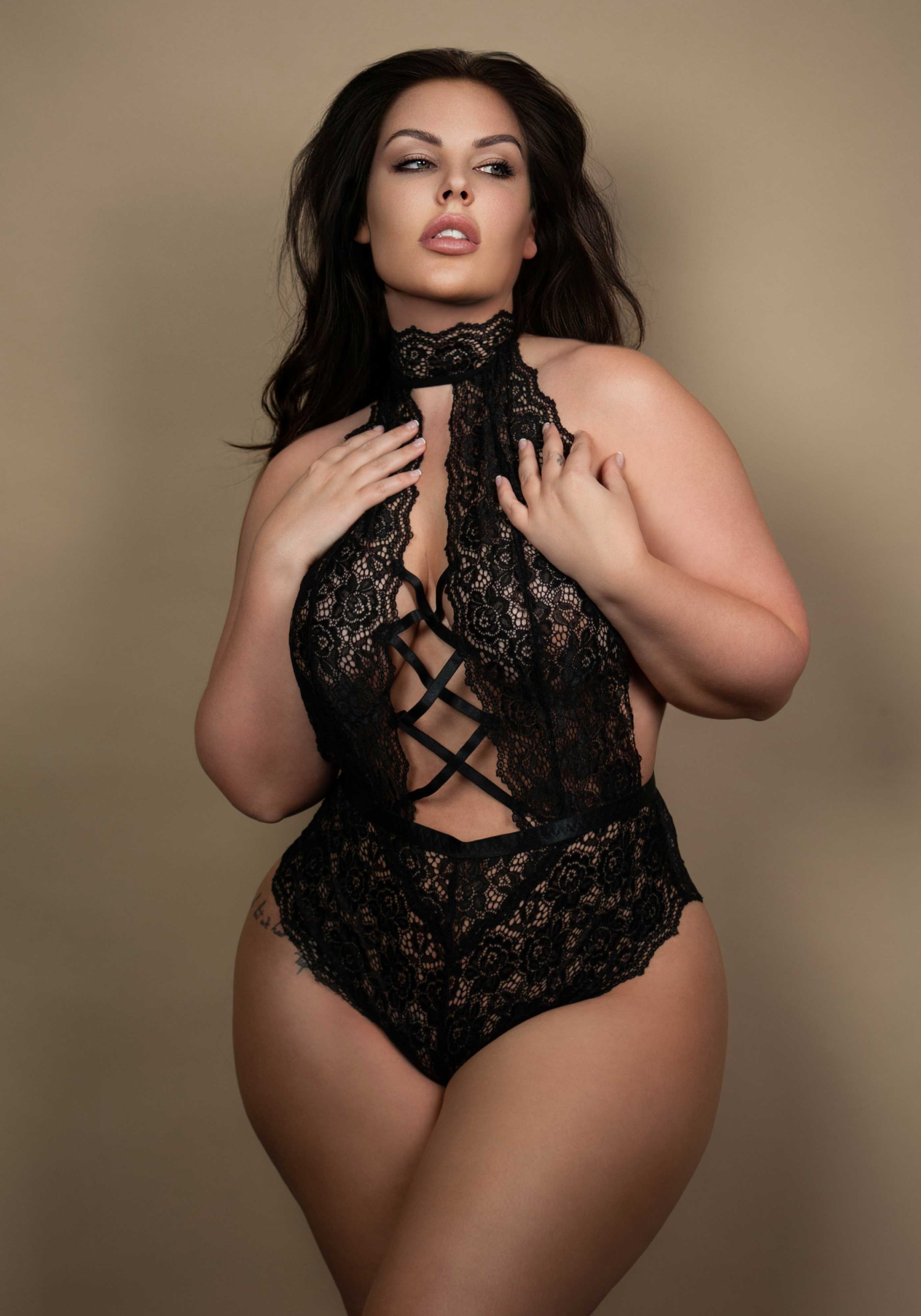 Plus High Neck Crotchless Teddy - Image 7