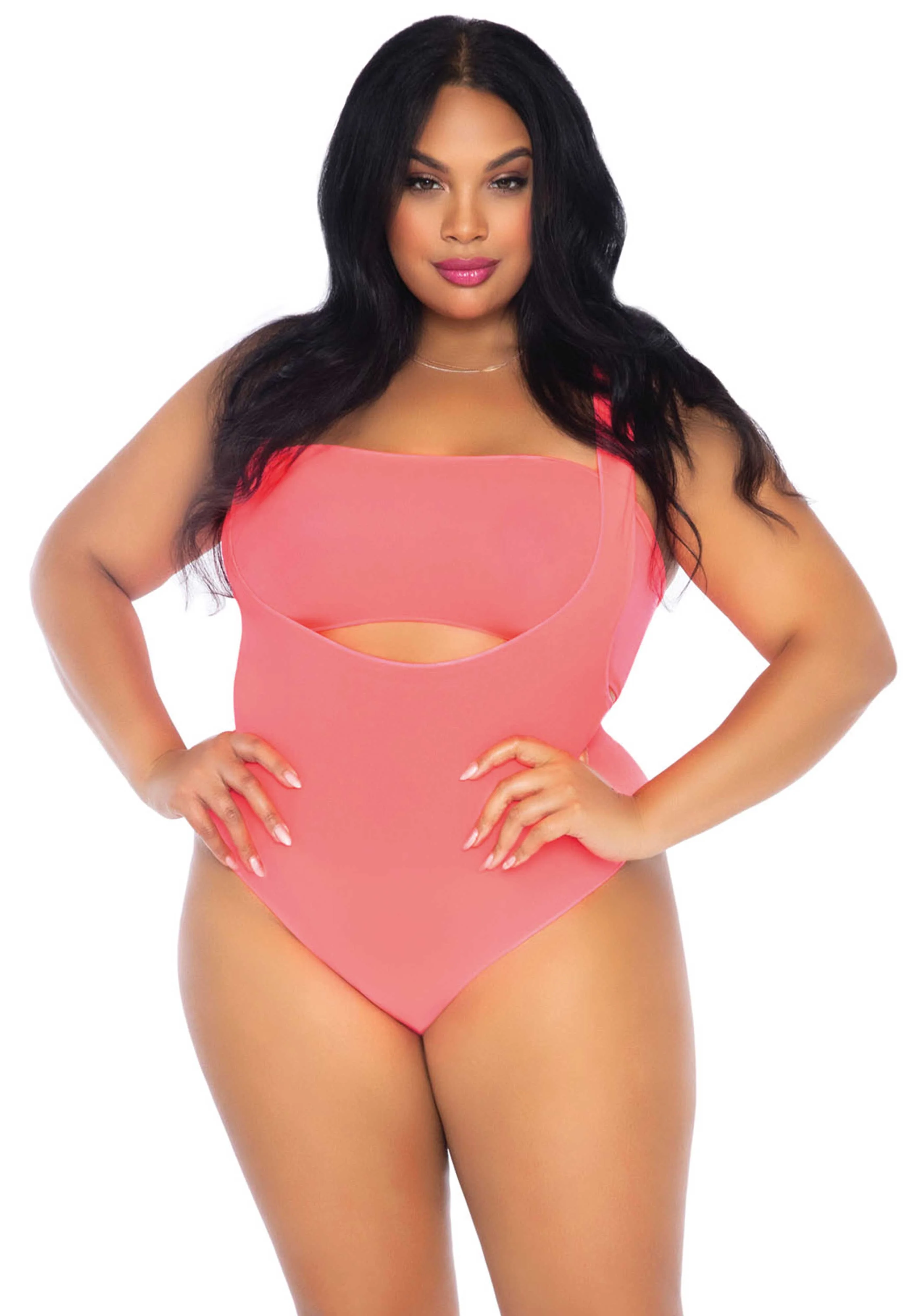 Plus Opaque Bandeau and Suspender Bodysuit - Image 3